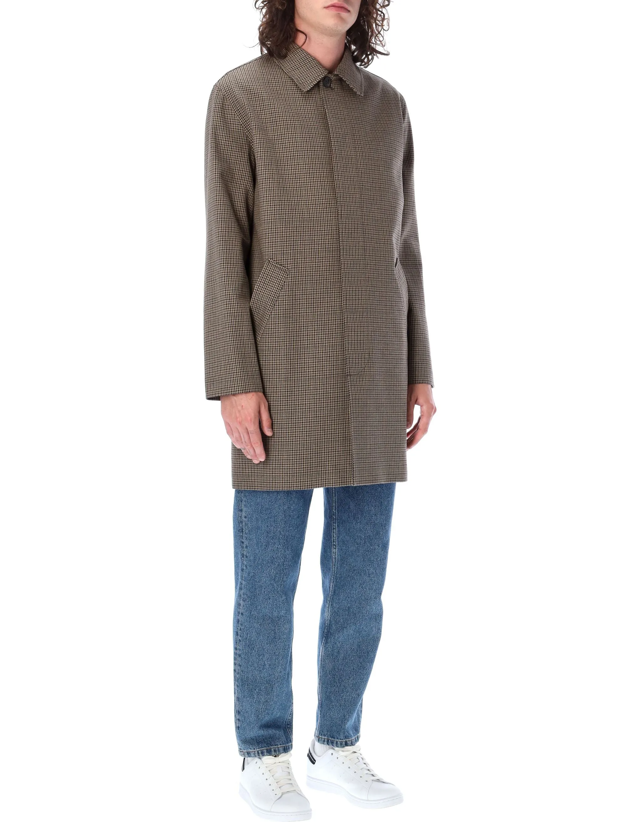 A.P.C. Long Sleeved Emilien Houndstooth Coat