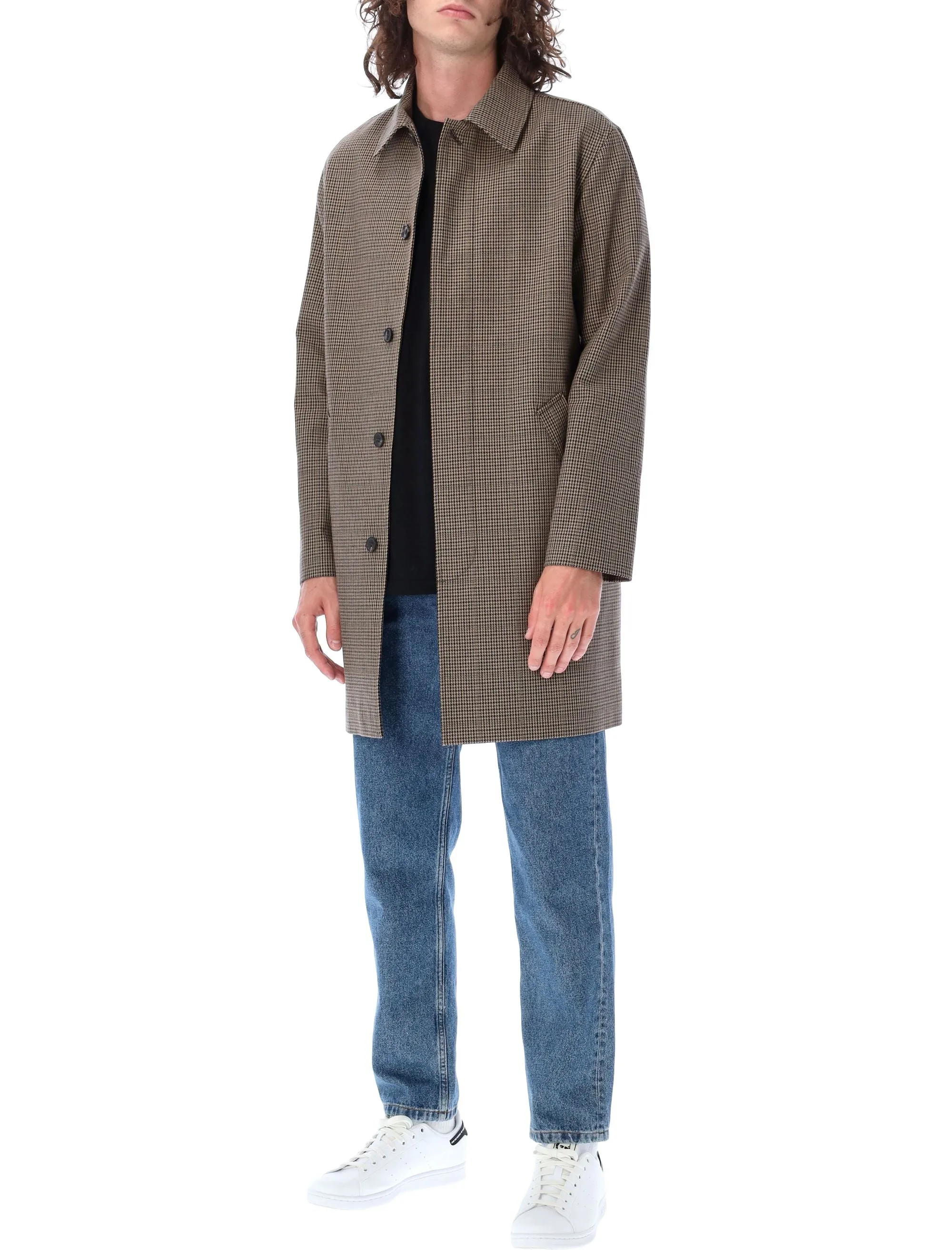 A.P.C. Long Sleeved Emilien Houndstooth Coat