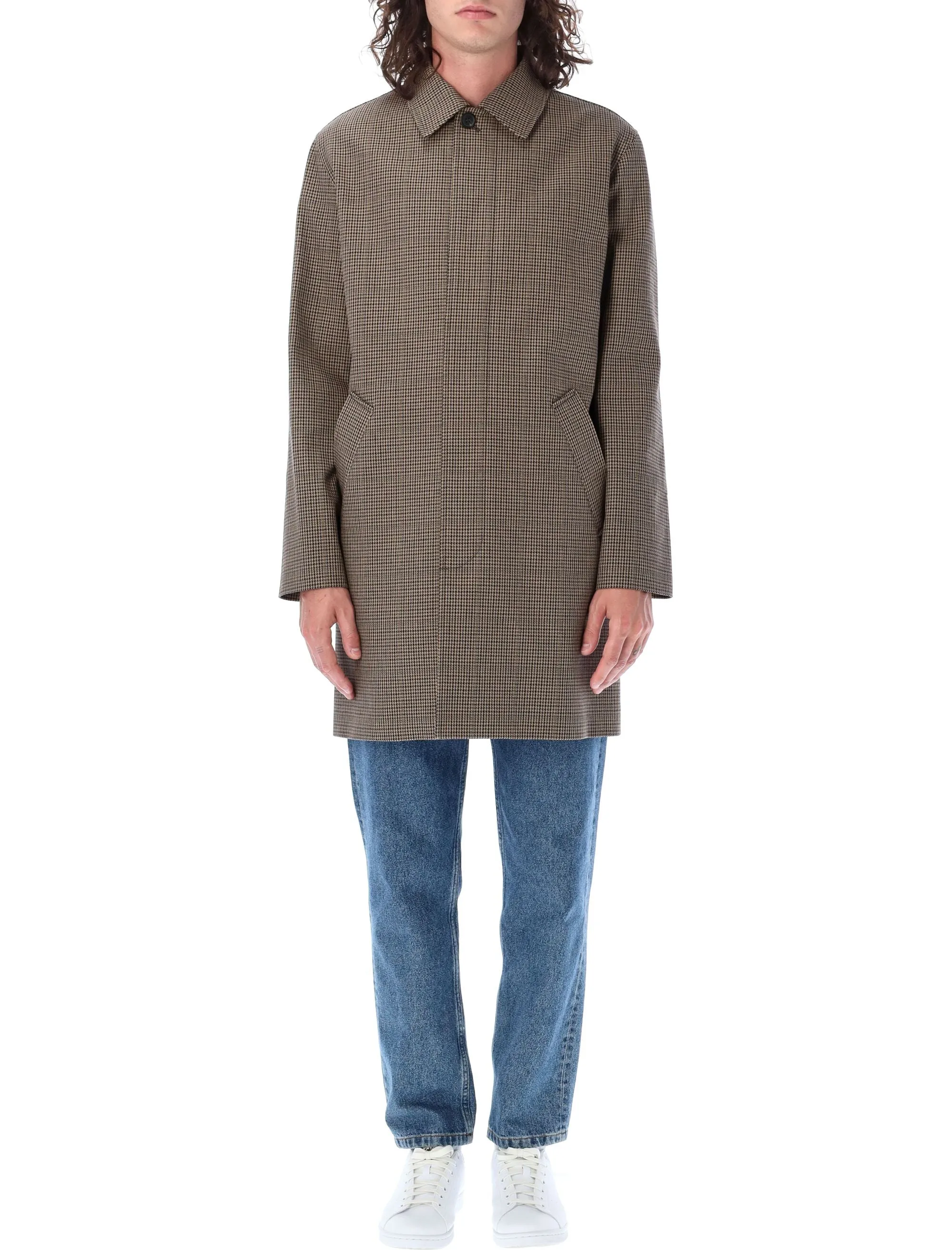 A.P.C. Long Sleeved Emilien Houndstooth Coat