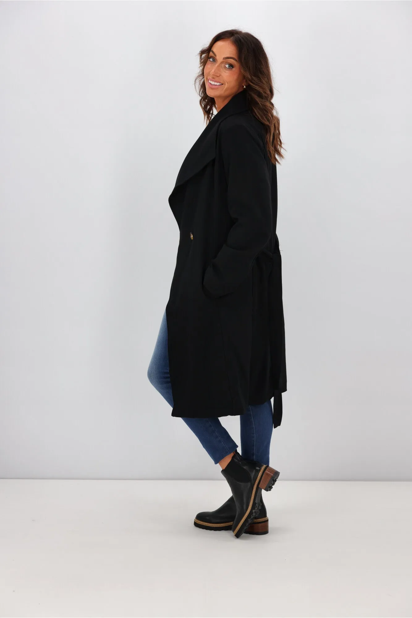 Betty Basics Christina Wrap Coat Black