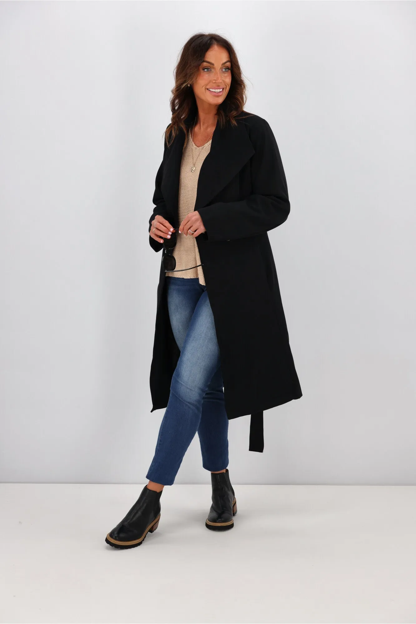 Betty Basics Christina Wrap Coat Black
