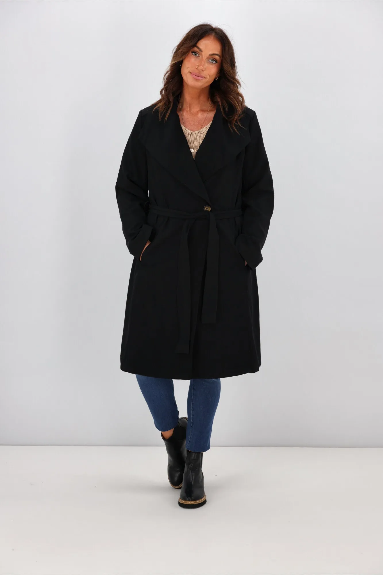 Betty Basics Christina Wrap Coat Black