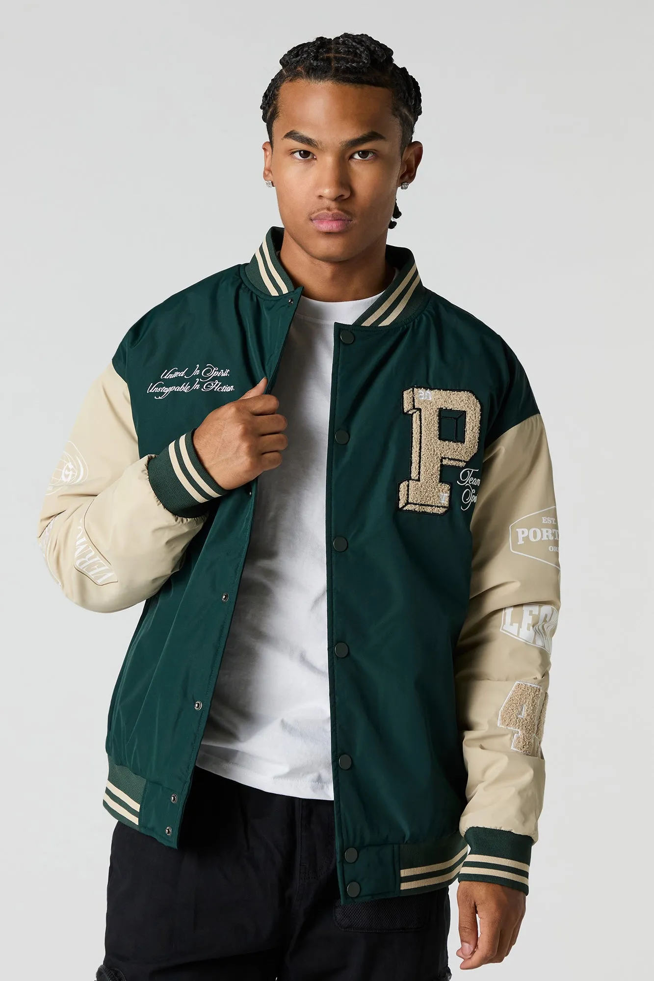 Blouson aviateur de style universitaire