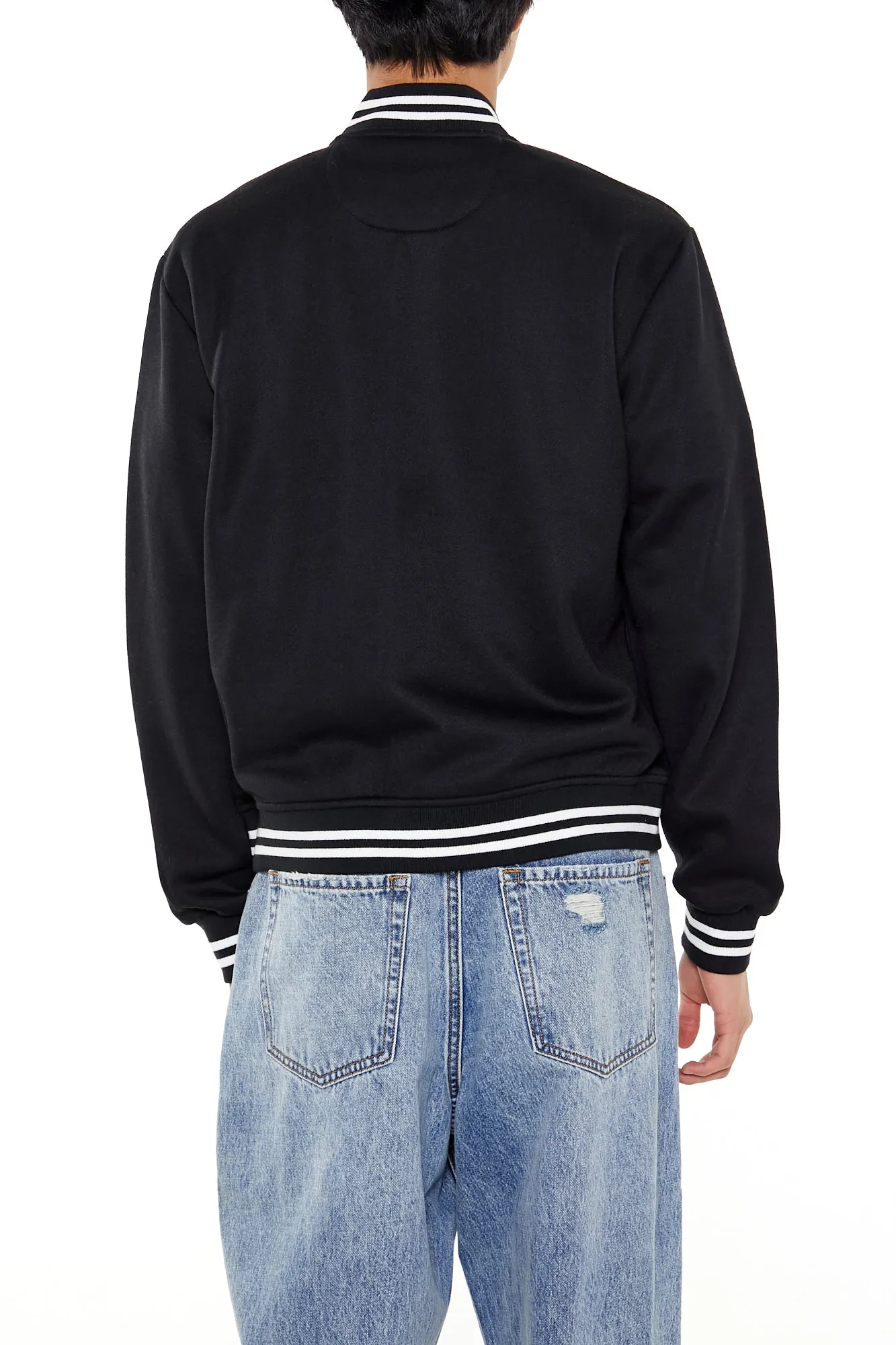 Blouson aviateur rayé de style universitaire