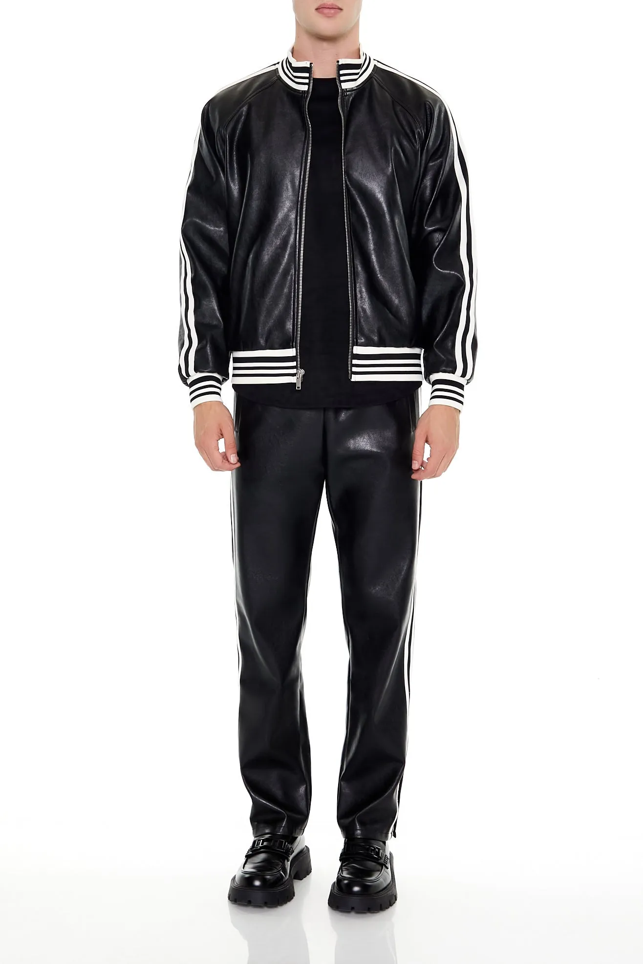 Blouson aviateur rayé de style universitaire
