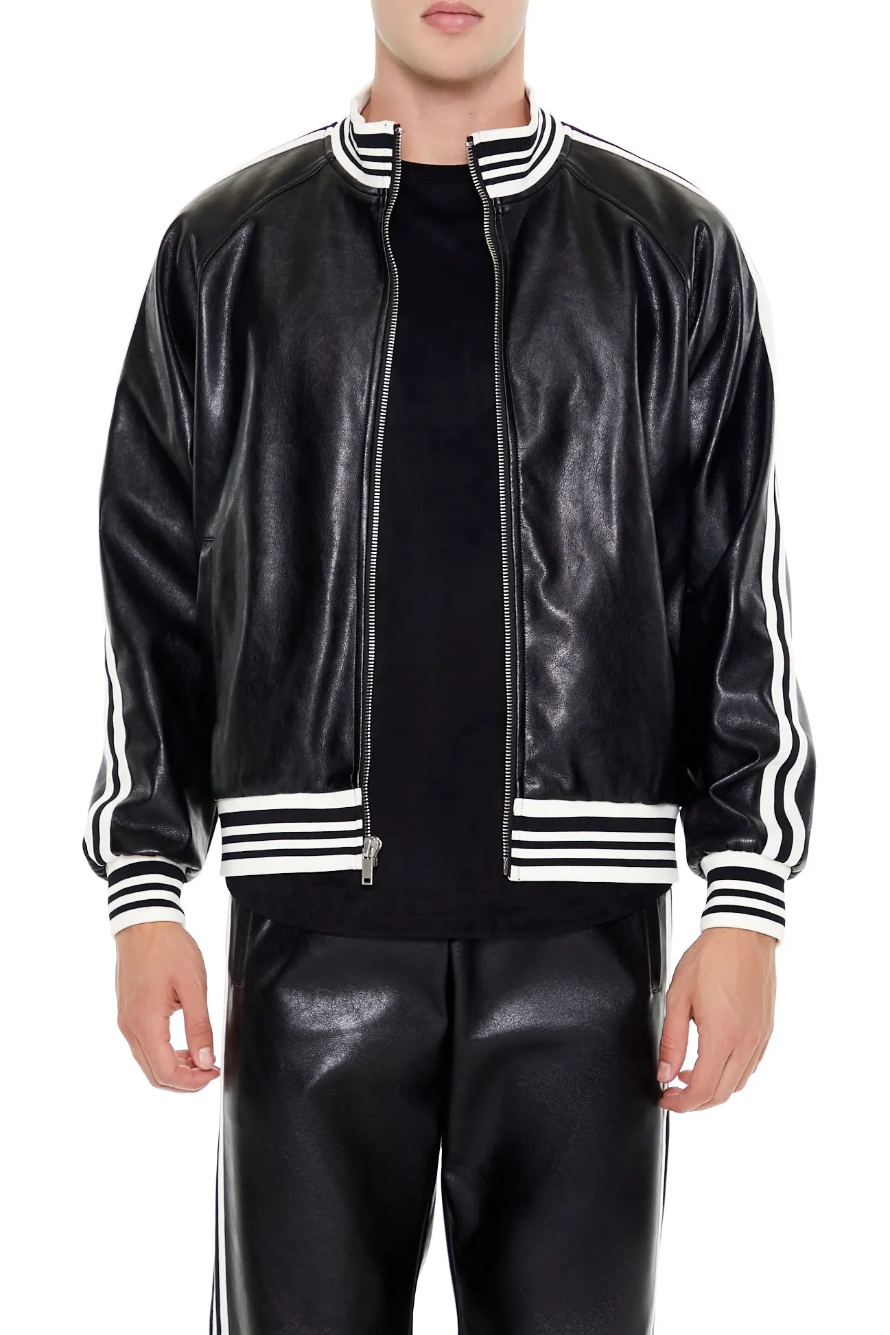 Blouson aviateur rayé de style universitaire