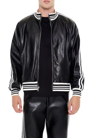 Blouson aviateur rayé de style universitaire