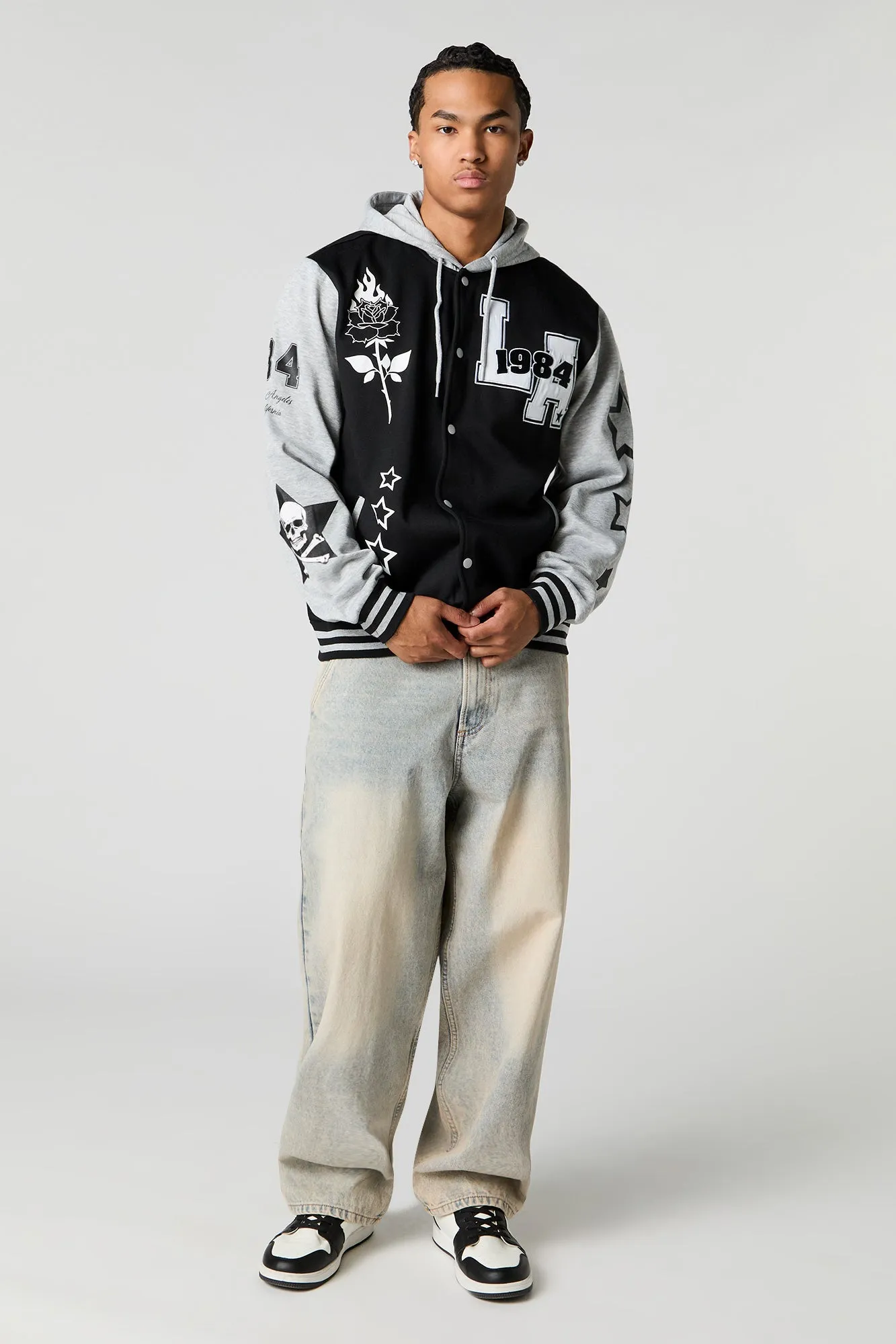 Blouson collégien à broderie en chenille de sergé LA 1984