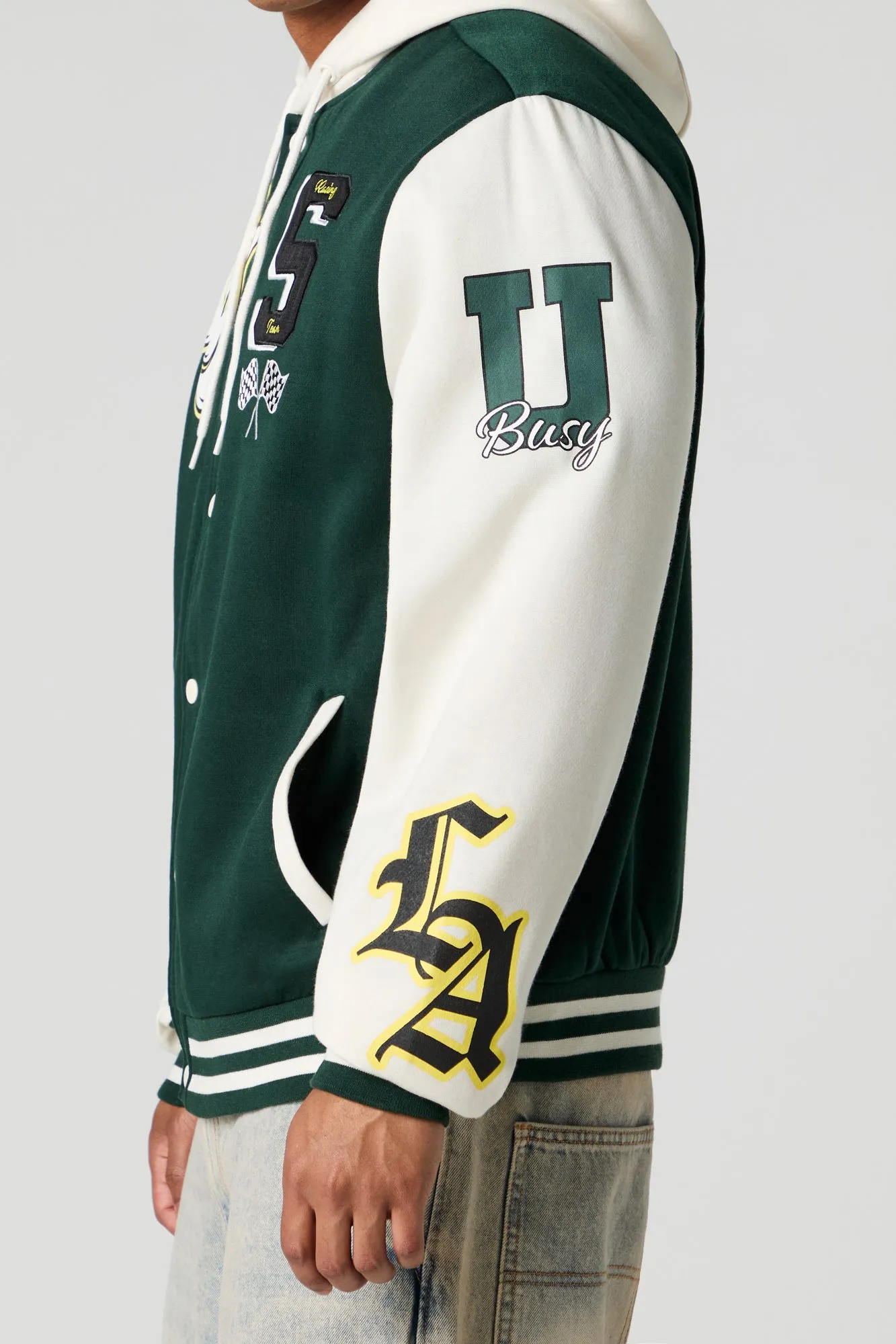 Blouson collégien à broderie en chenille de sergé S Racing Team