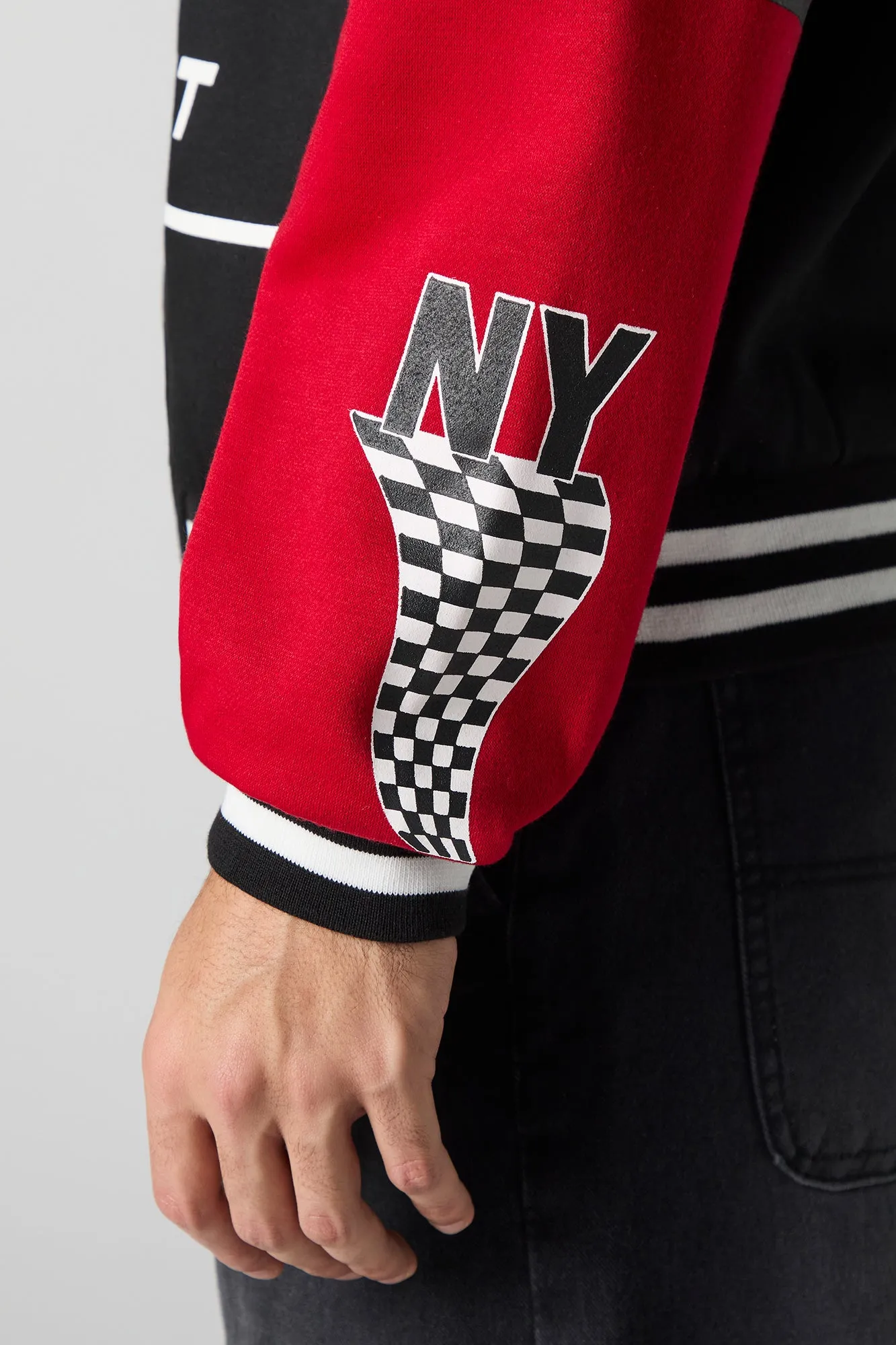 Blouson collégien à broderie en chenille NY Racing
