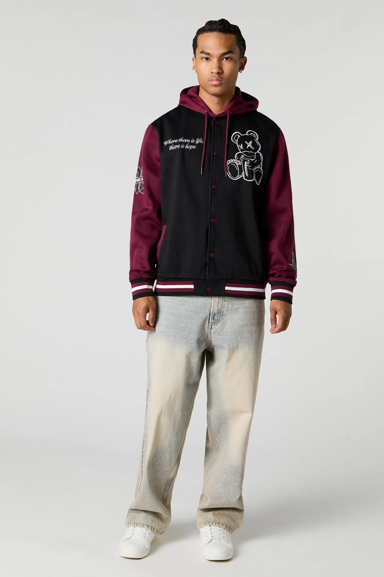 Blouson collégien à broderie en chenille Teddy