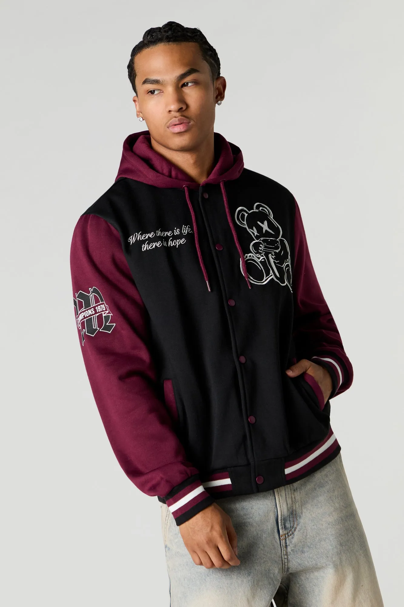 Blouson collégien à broderie en chenille Teddy