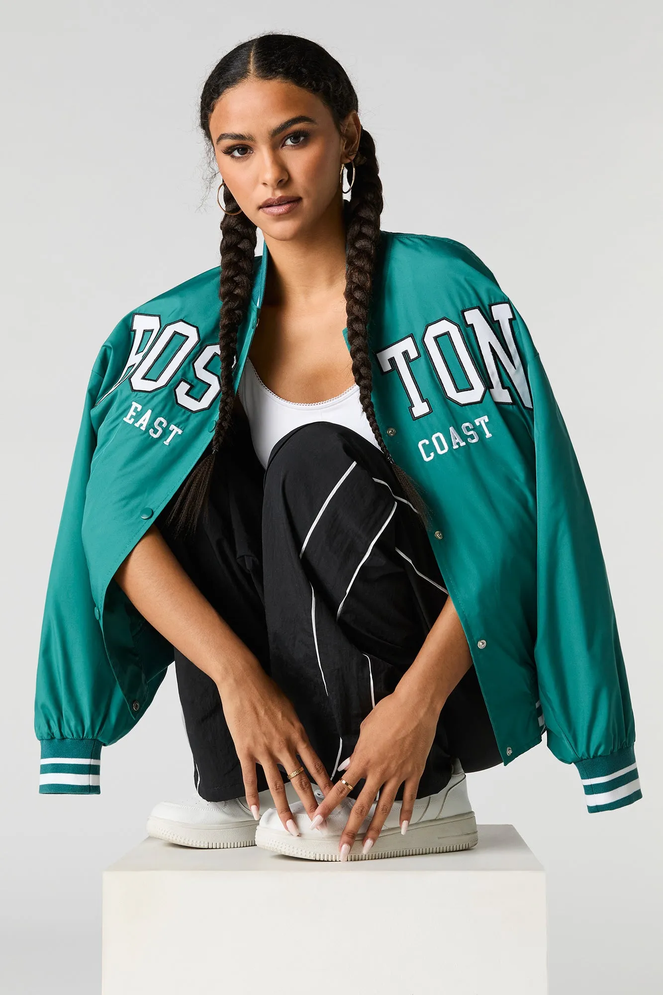 Blouson collégien à broderie en sergé City