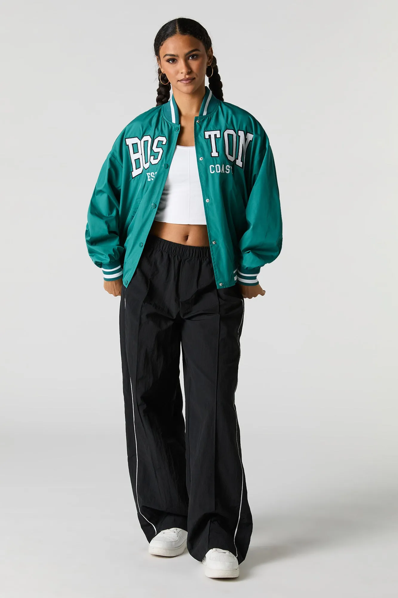 Blouson collégien à broderie en sergé City