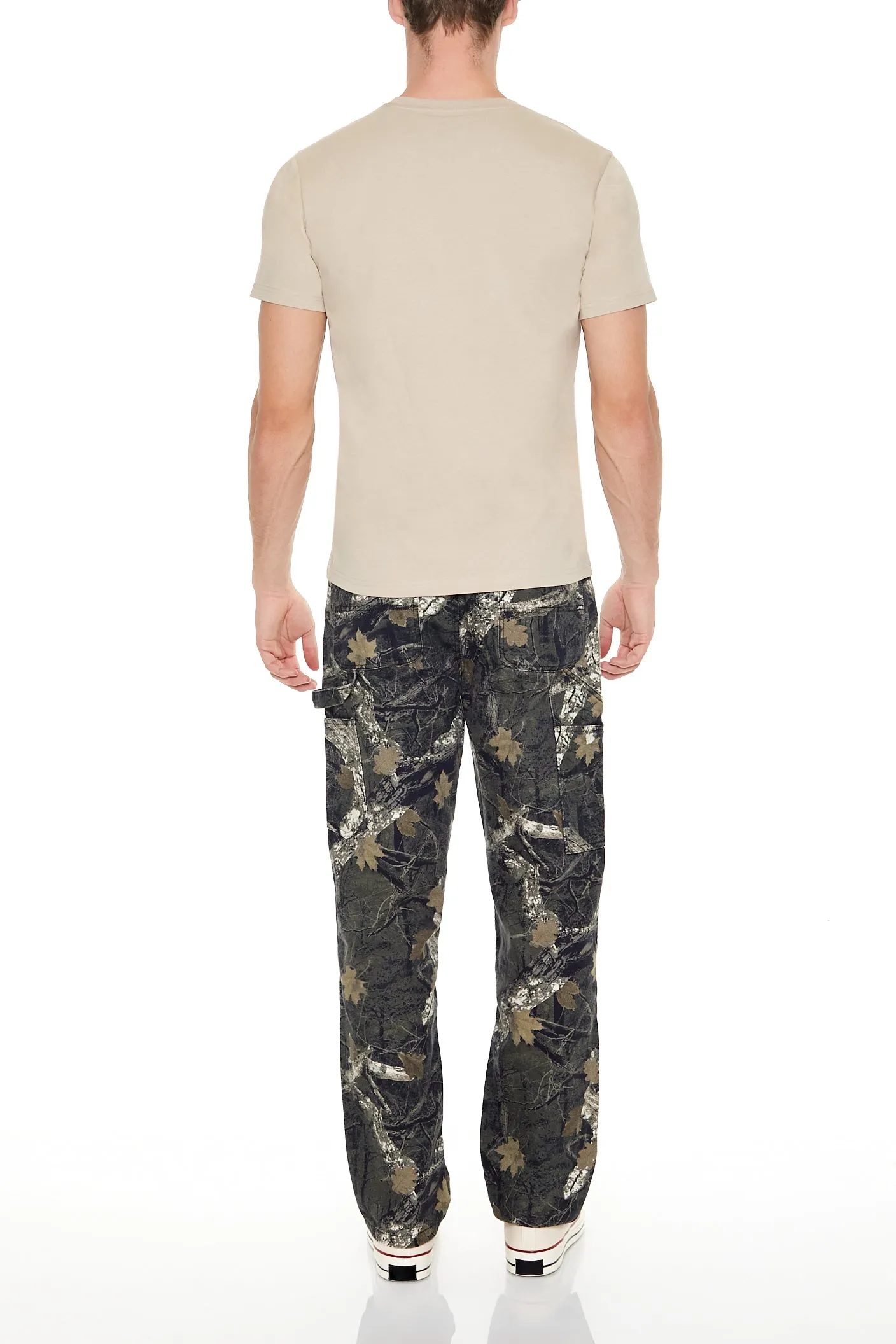 Blouson de style camionneur avec motif de feuilles et fermeture à glissière