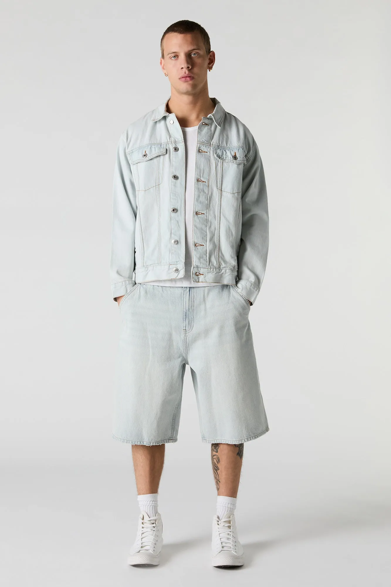 Blouson de style camionneur décontracté en denim