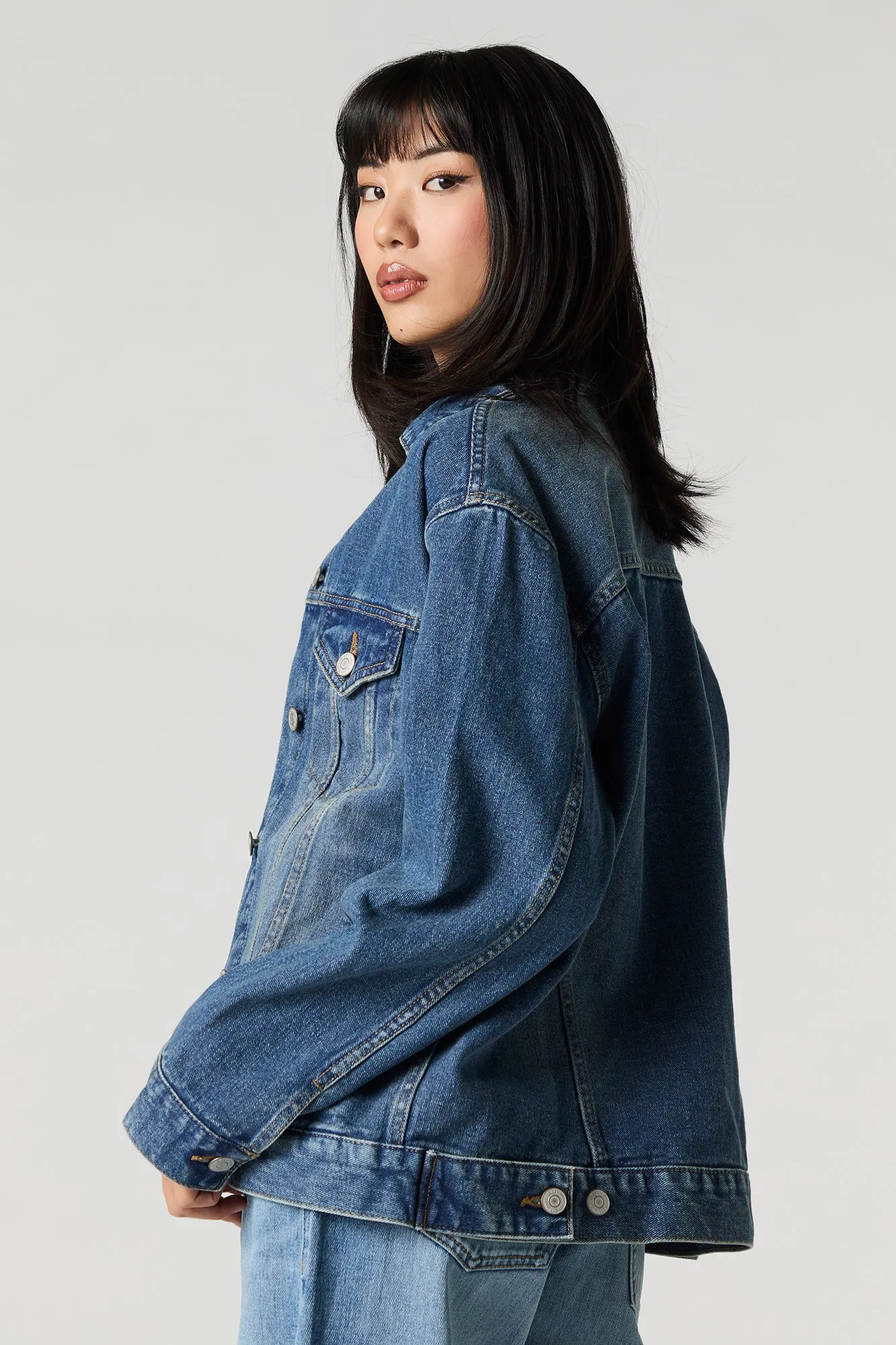 Blouson de style camionneur de coupe garçonne en denim