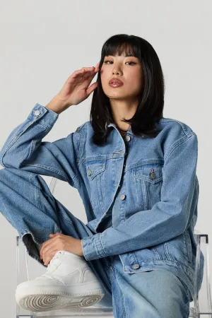 Blouson de style camionneur de coupe garçonne en denim