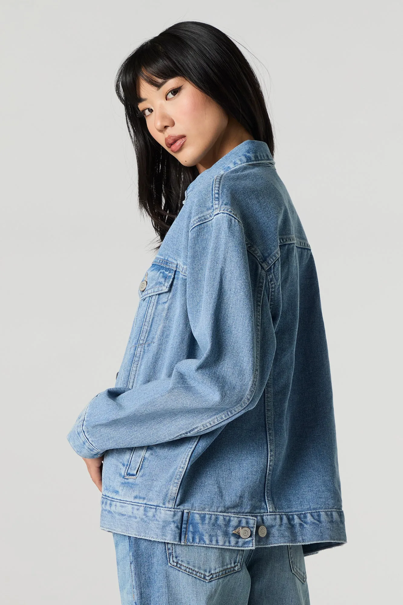 Blouson de style camionneur de coupe garçonne en denim