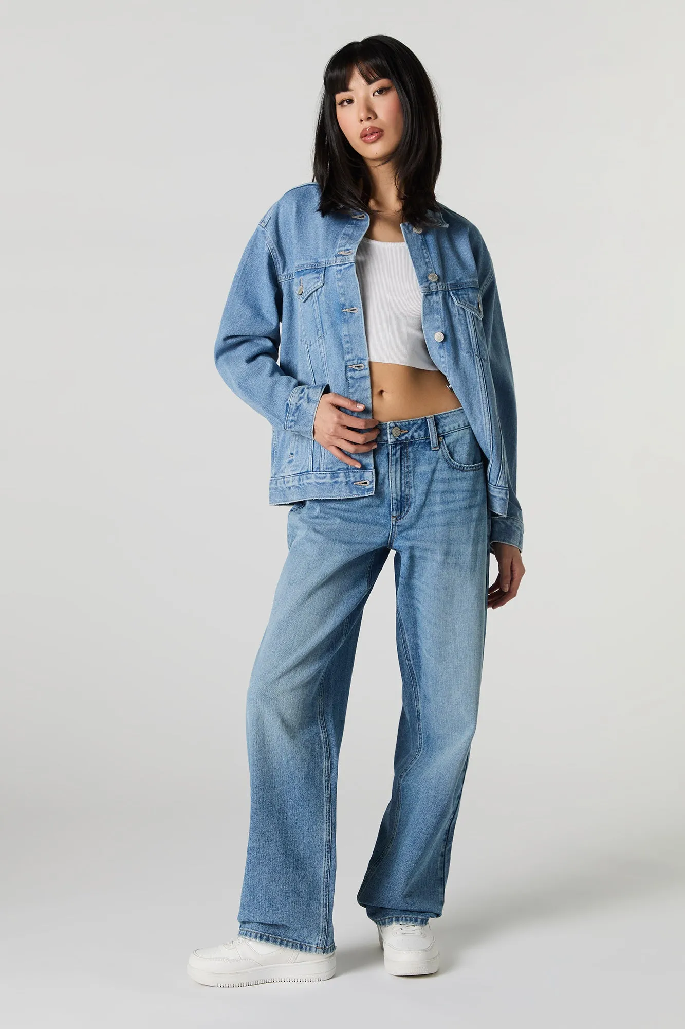 Blouson de style camionneur de coupe garçonne en denim