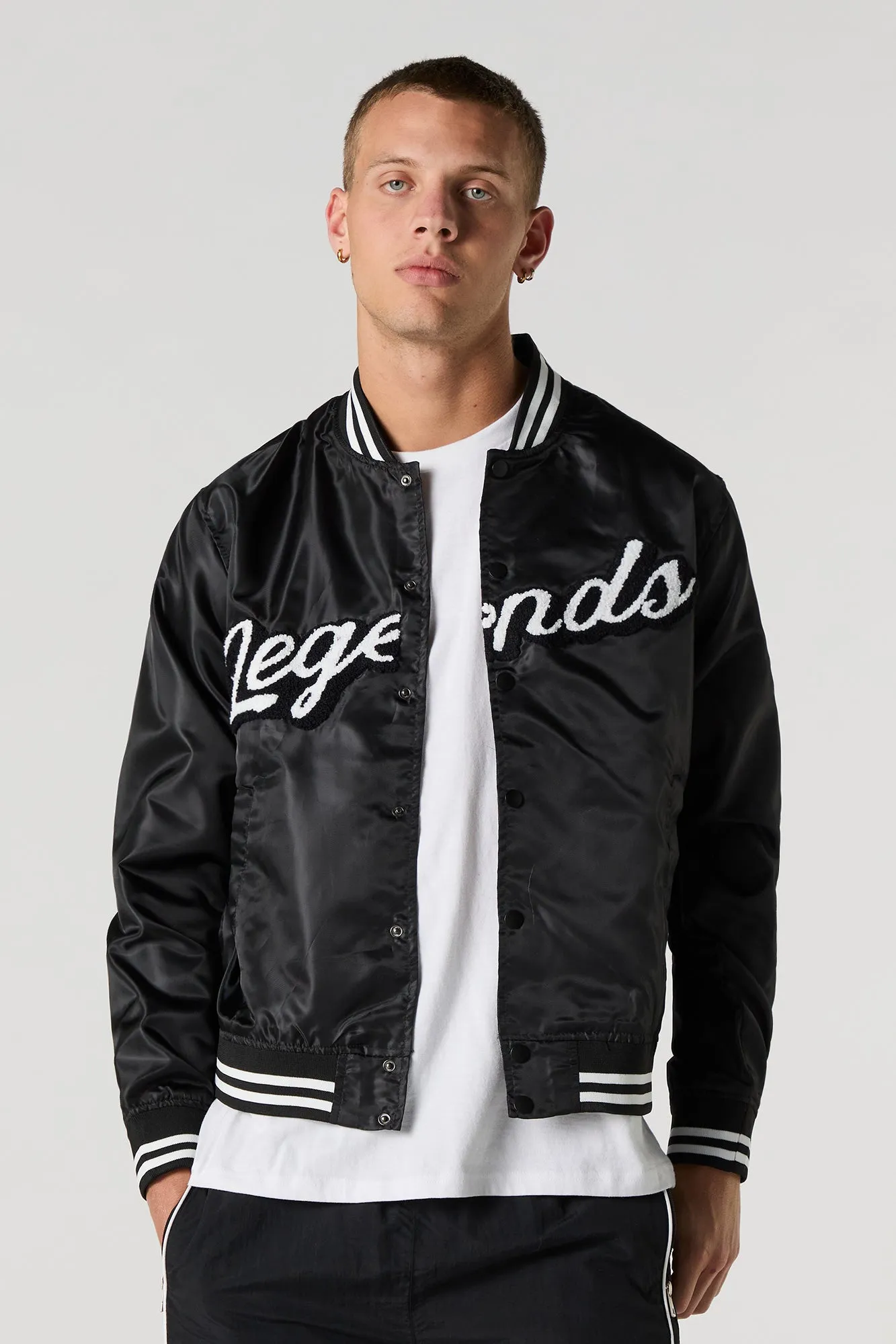 Blouson de style universitaire avec motif brodé Legends en chenille