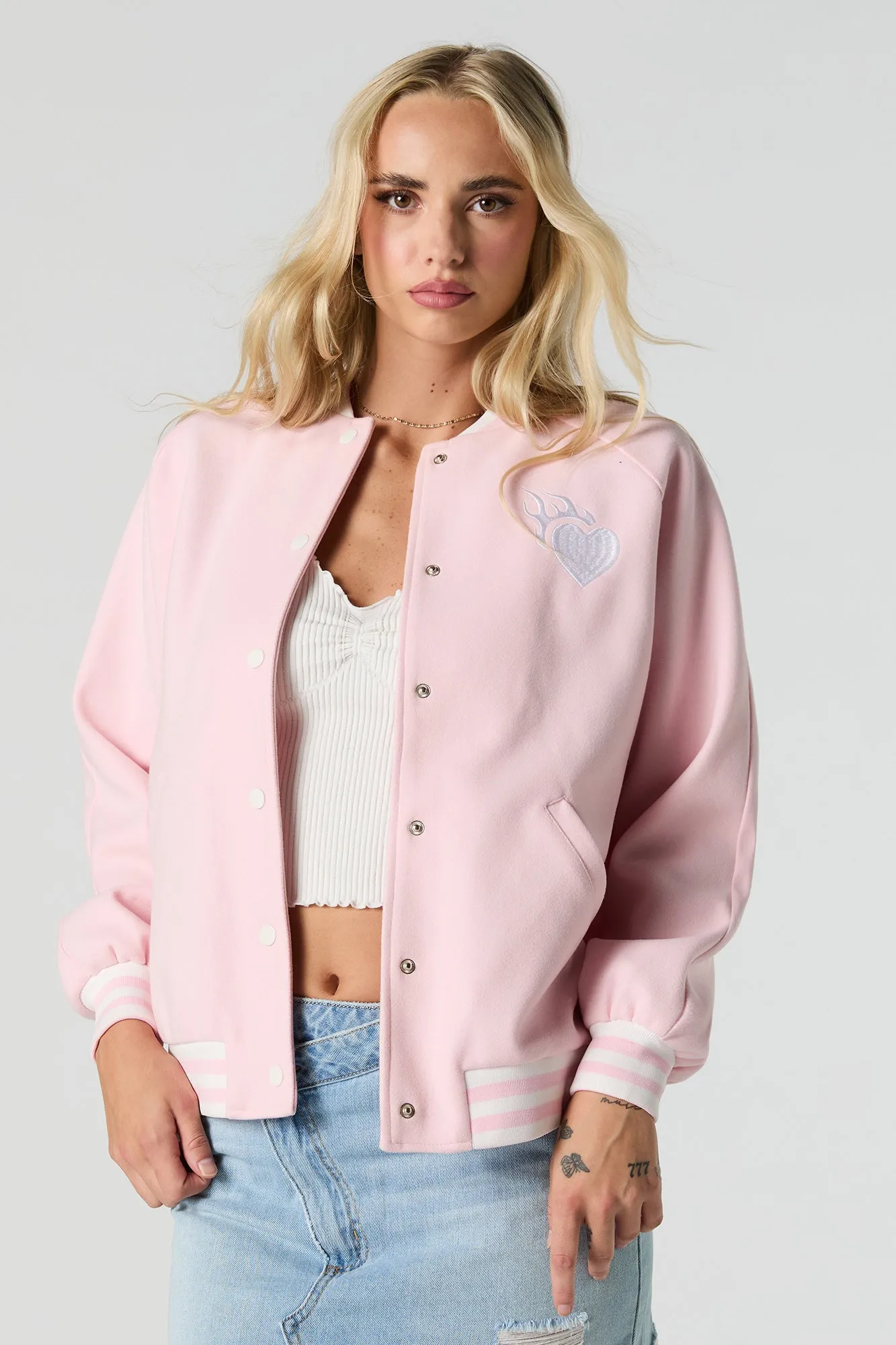 Blouson de style universitaire en molleton à imprimé Hotter Than Hell
