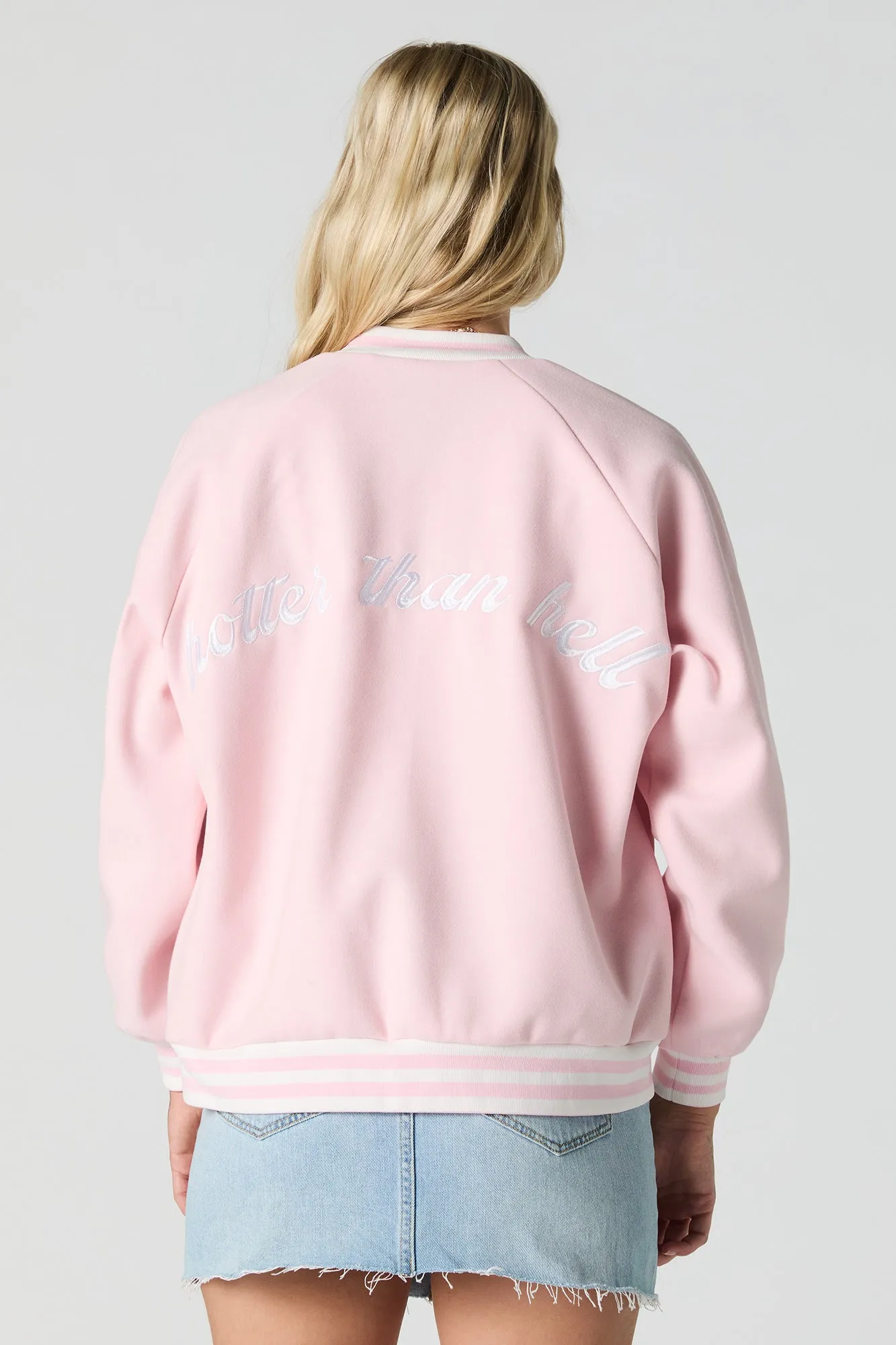 Blouson de style universitaire en molleton à imprimé Hotter Than Hell