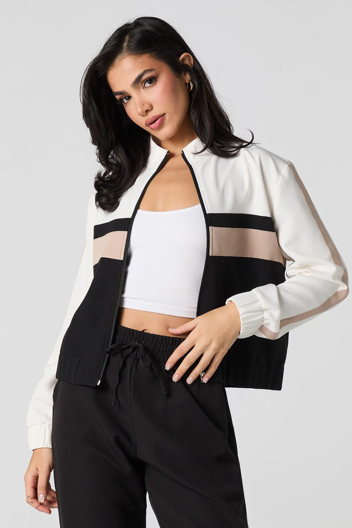 Blouson à glissière et blocs de couleur Active