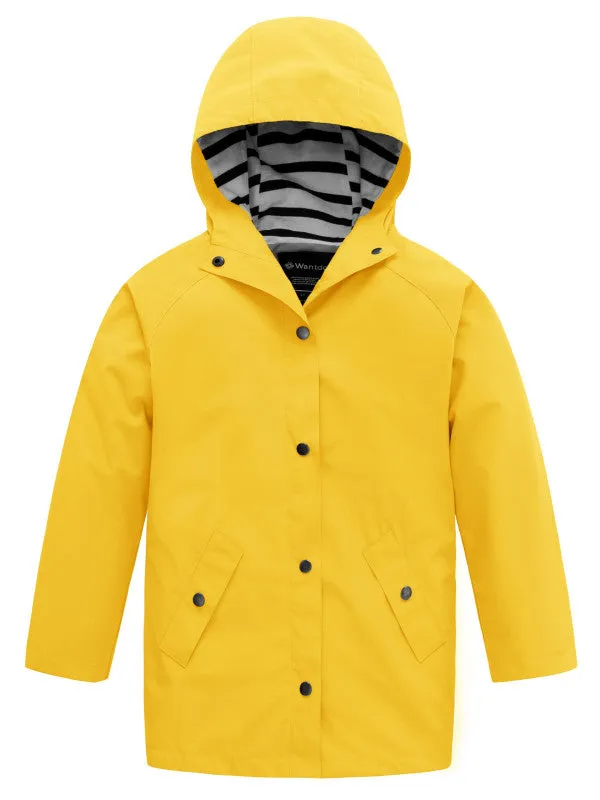 Boys and Girls Waterproof Rain Jacket Lightweight Hooded Raincoat