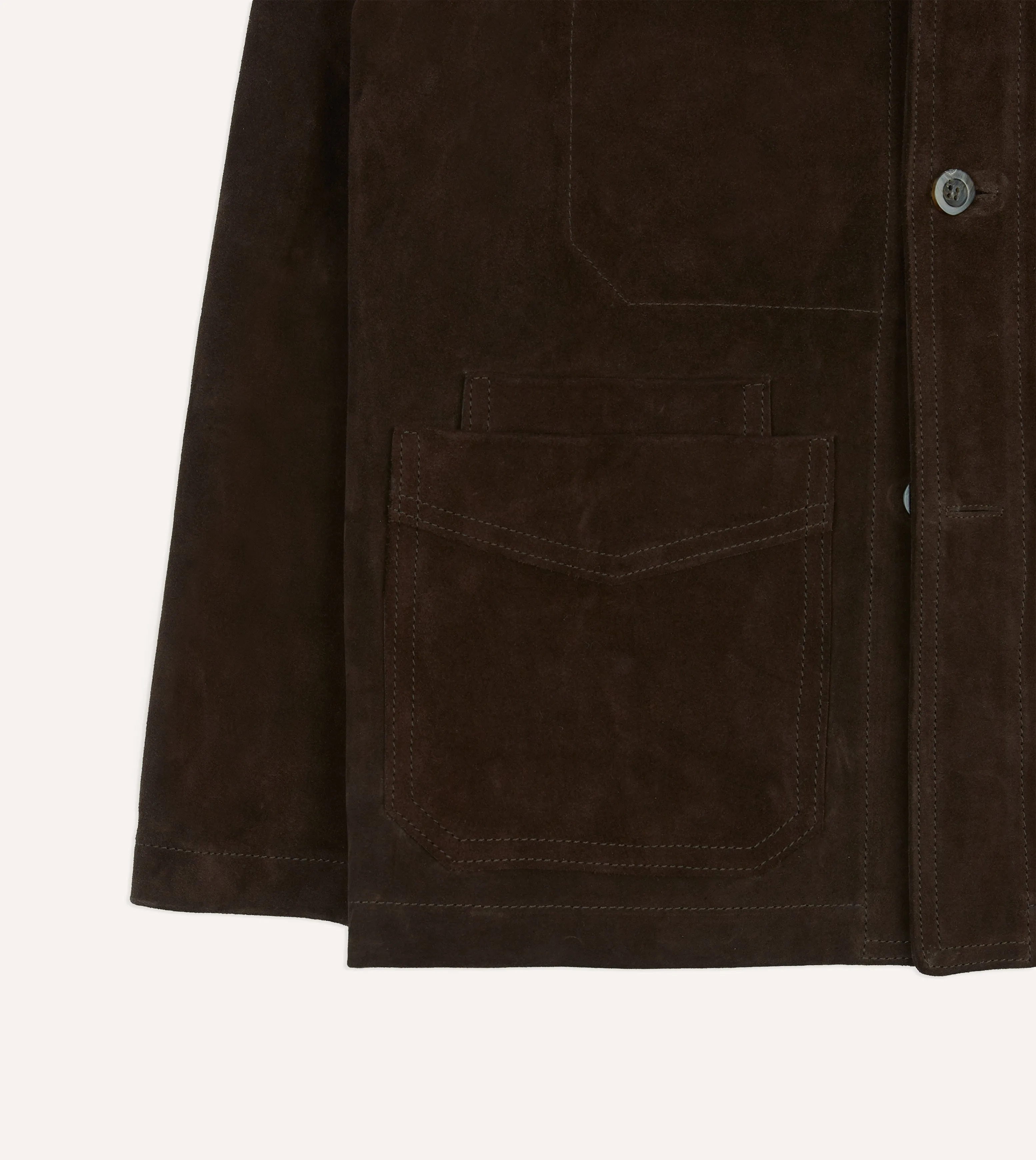 Chocolate Brown Heavyweight Suede Five-Pocket Chore Jacket