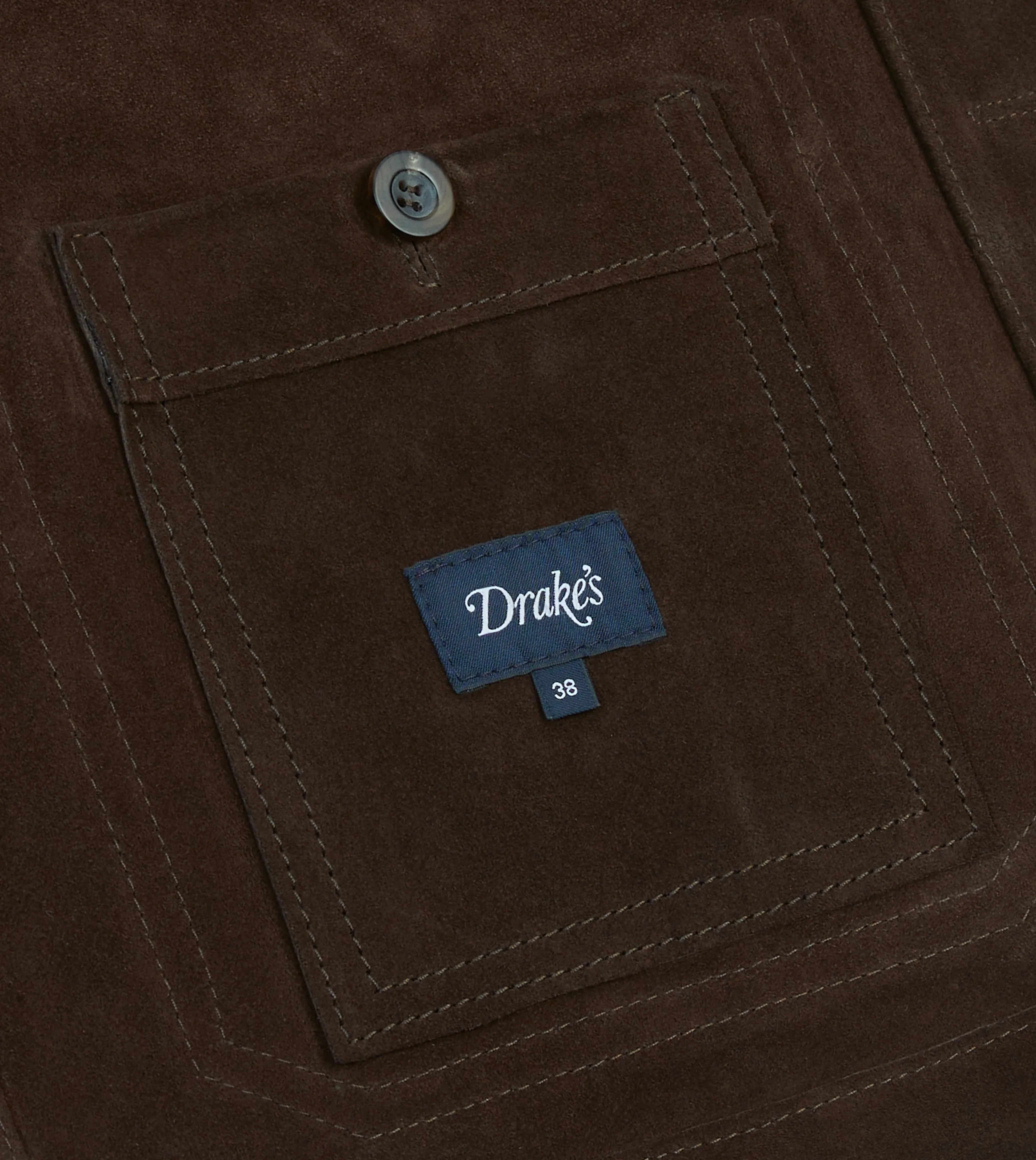Chocolate Brown Heavyweight Suede Five-Pocket Chore Jacket