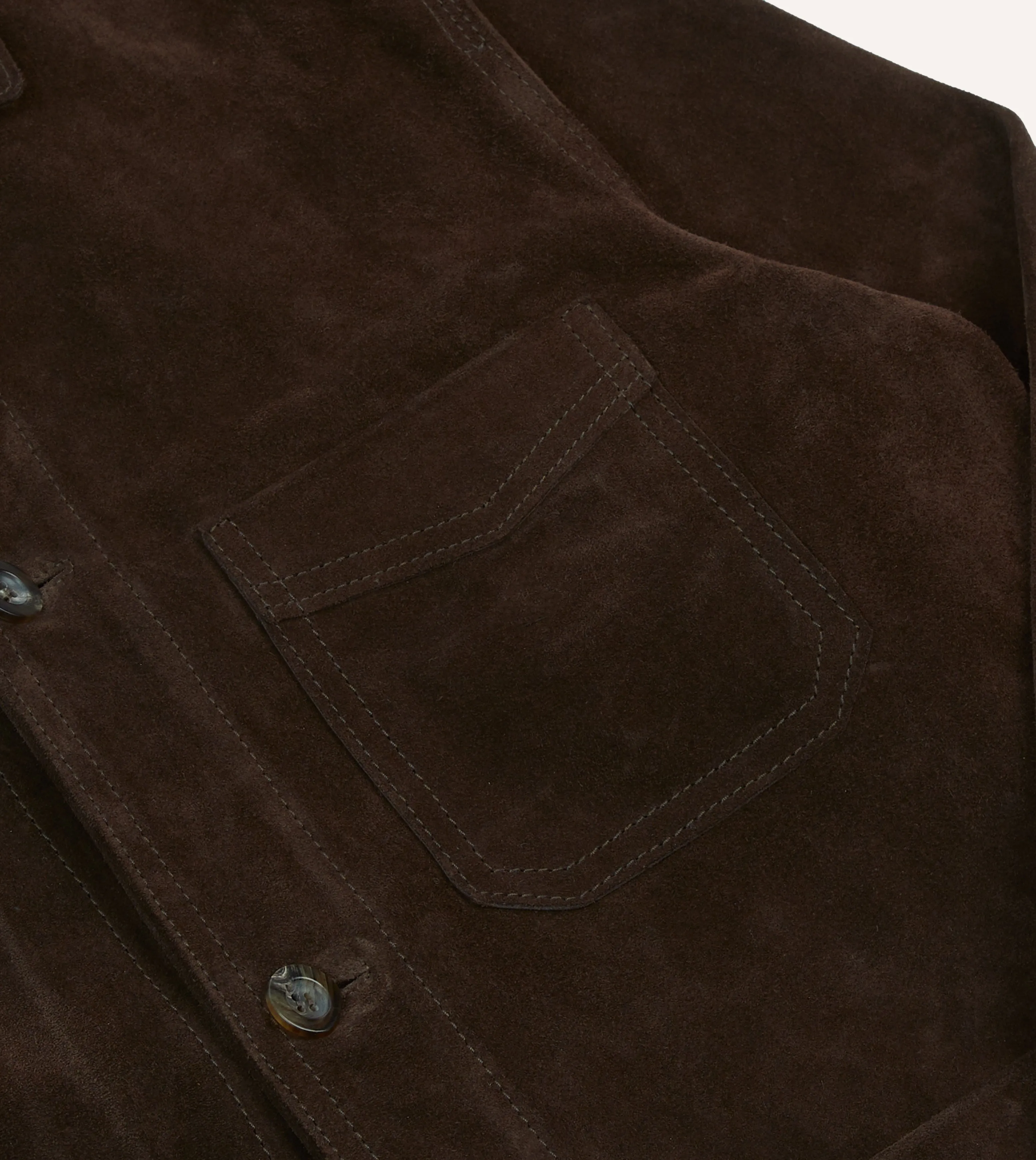 Chocolate Brown Heavyweight Suede Five-Pocket Chore Jacket