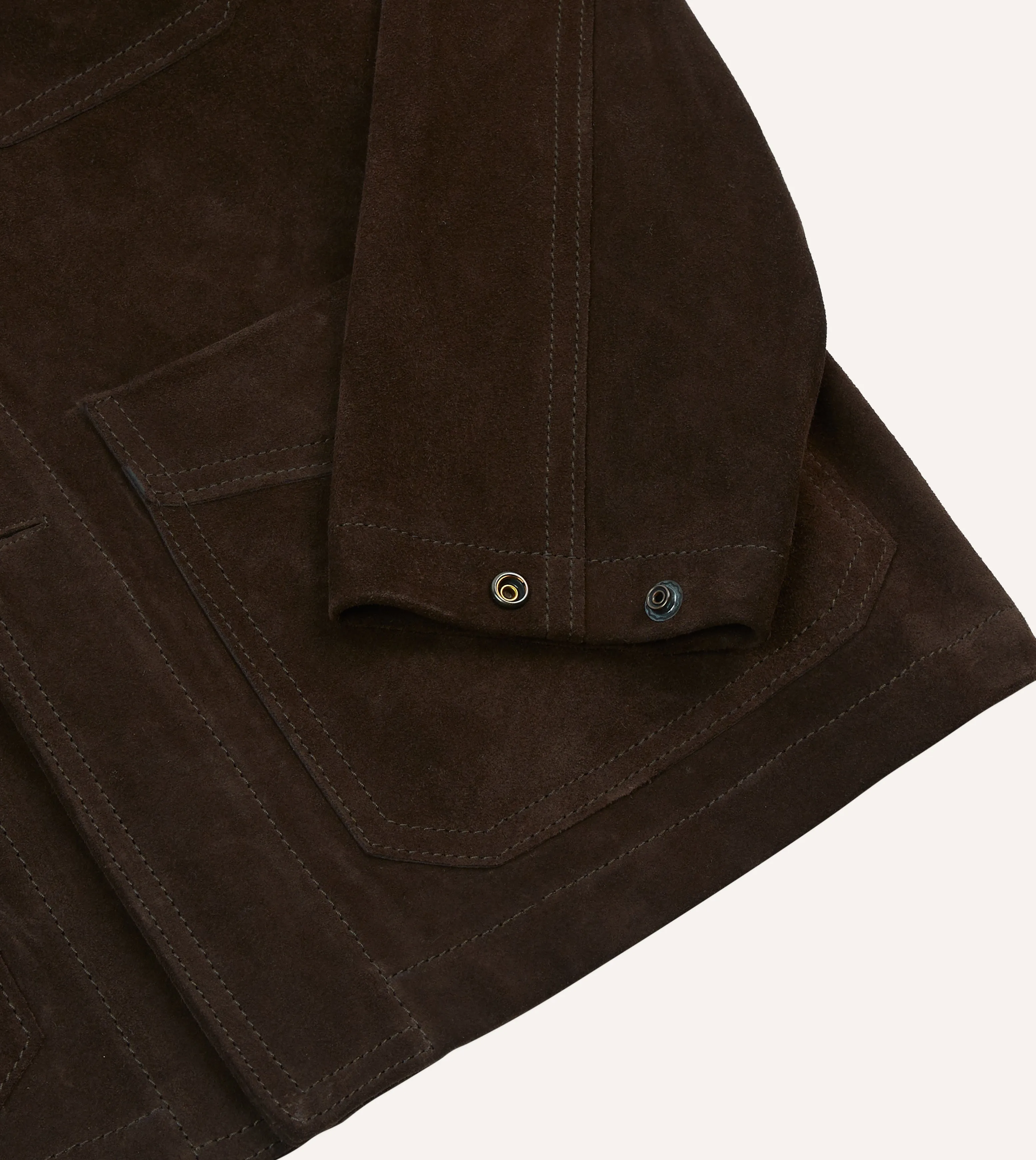 Chocolate Brown Heavyweight Suede Five-Pocket Chore Jacket