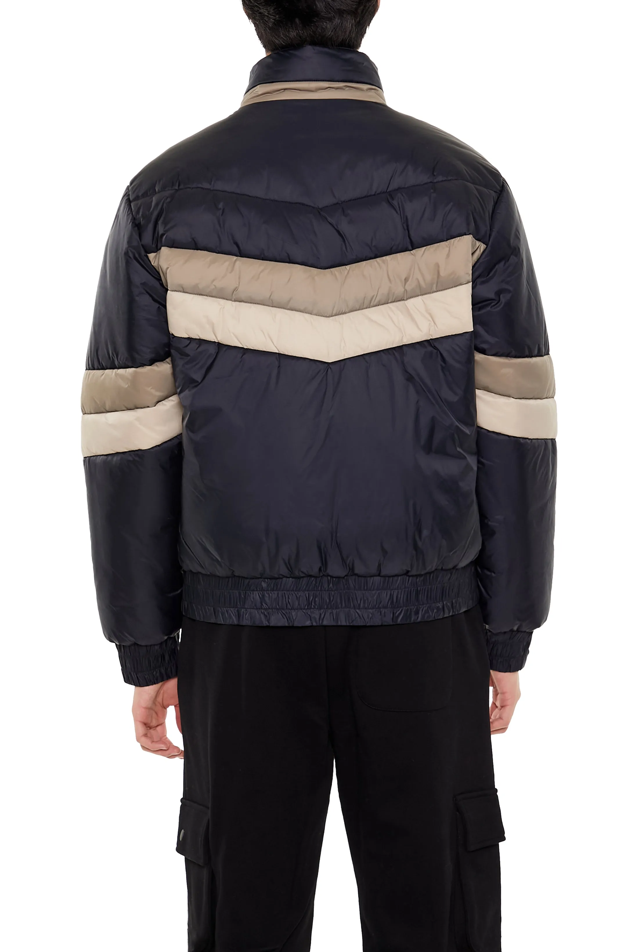 Colourblock Funnel Neck Puffer Jacket