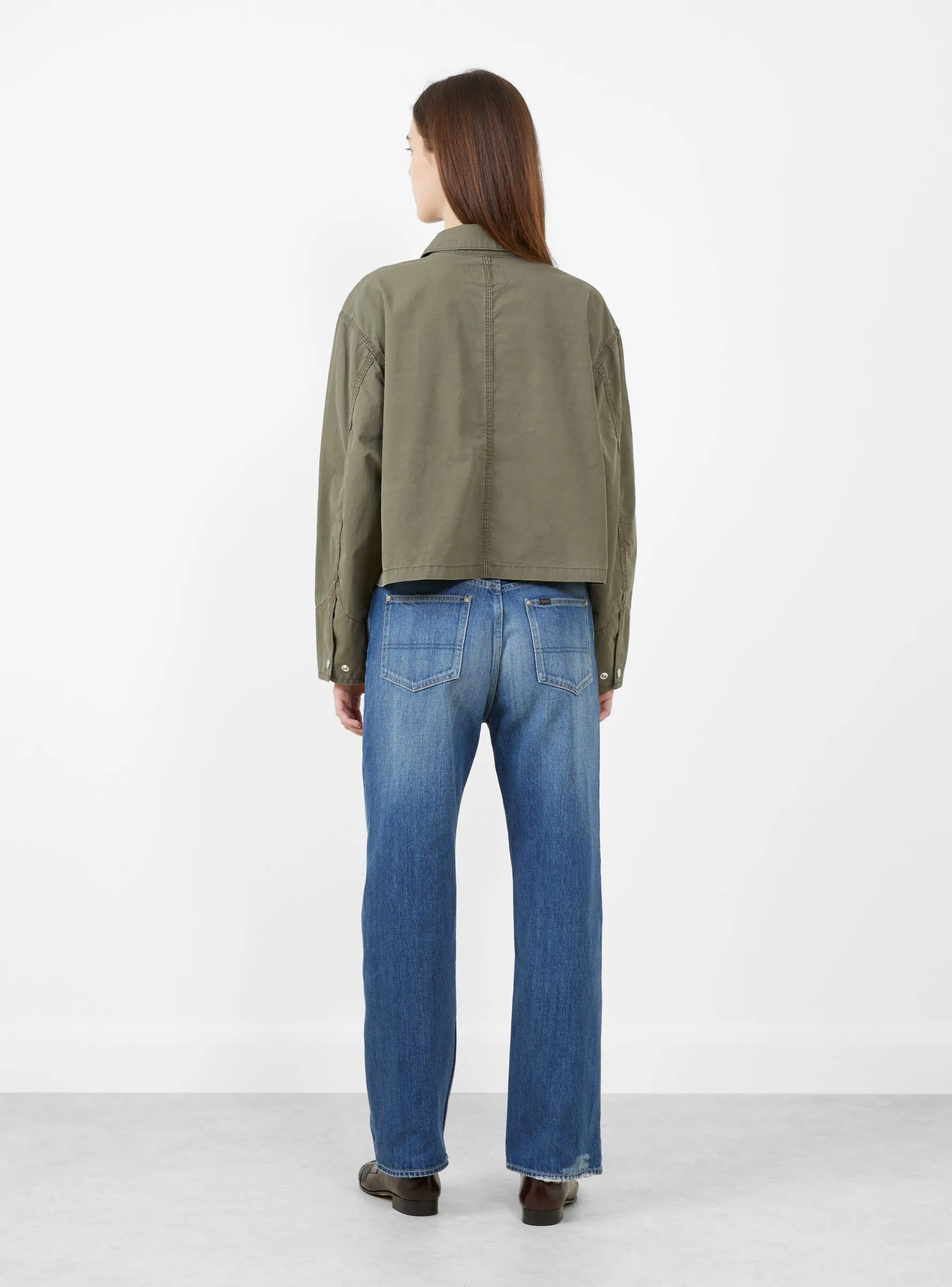 Cotton Short Coverall Jacket Olive