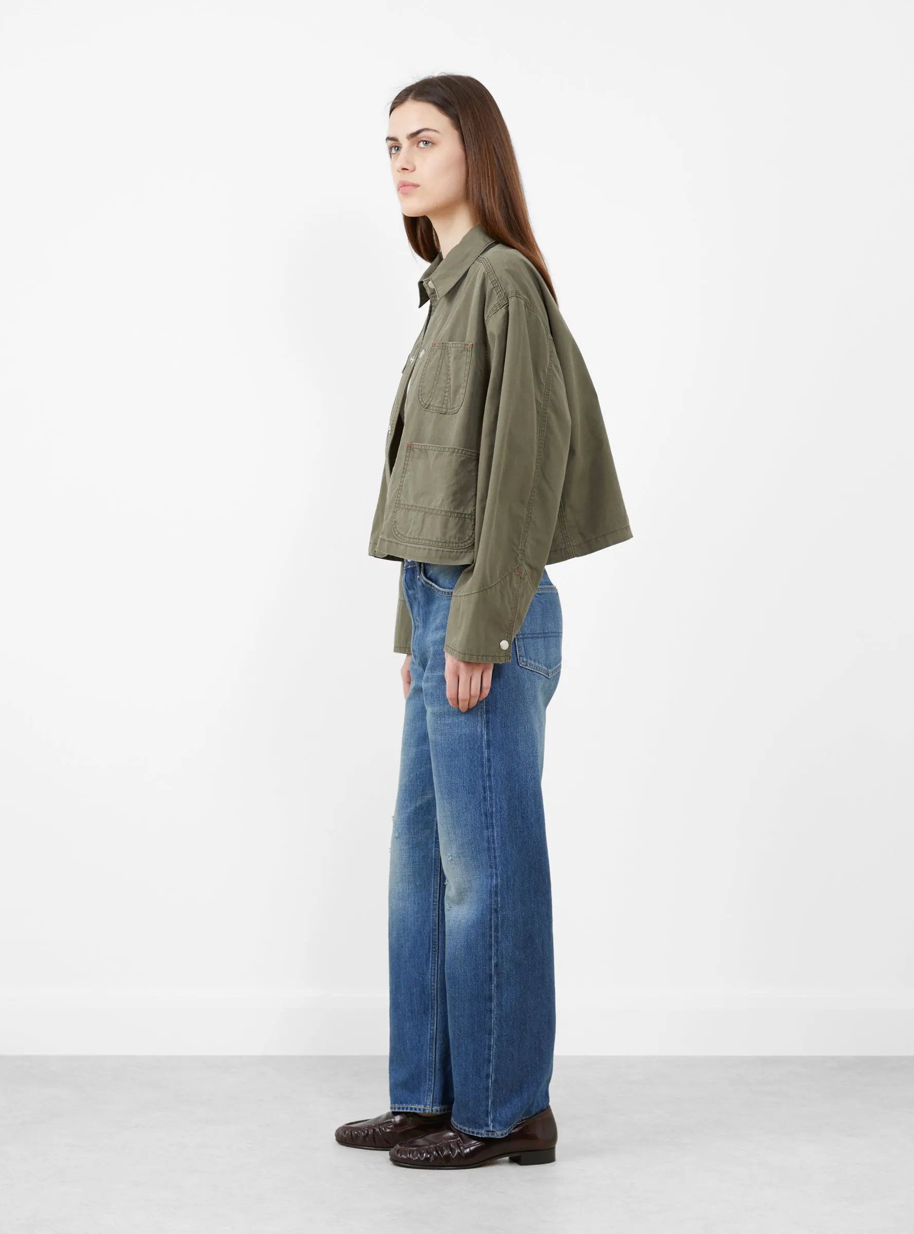 Cotton Short Coverall Jacket Olive