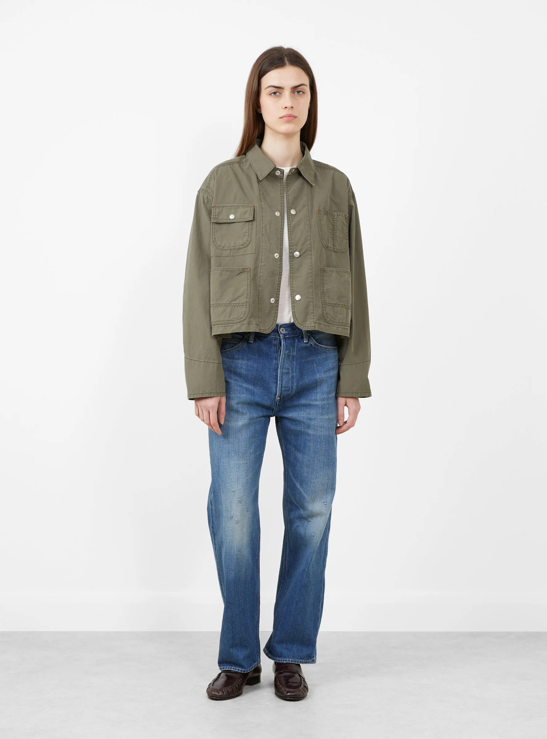 Cotton Short Coverall Jacket Olive