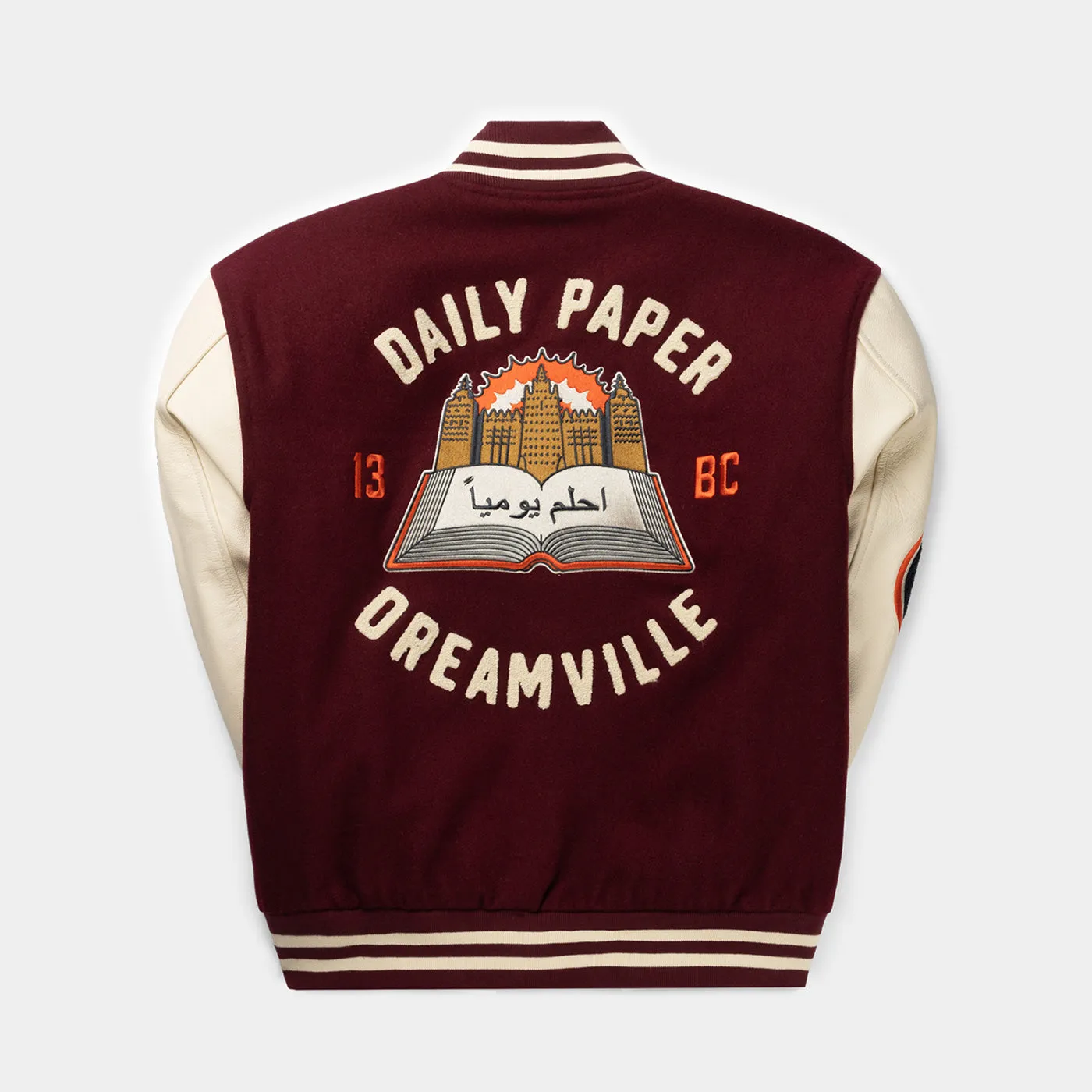 Daily Paper x Dreamville Bordeaux Cream Varsity Jacket