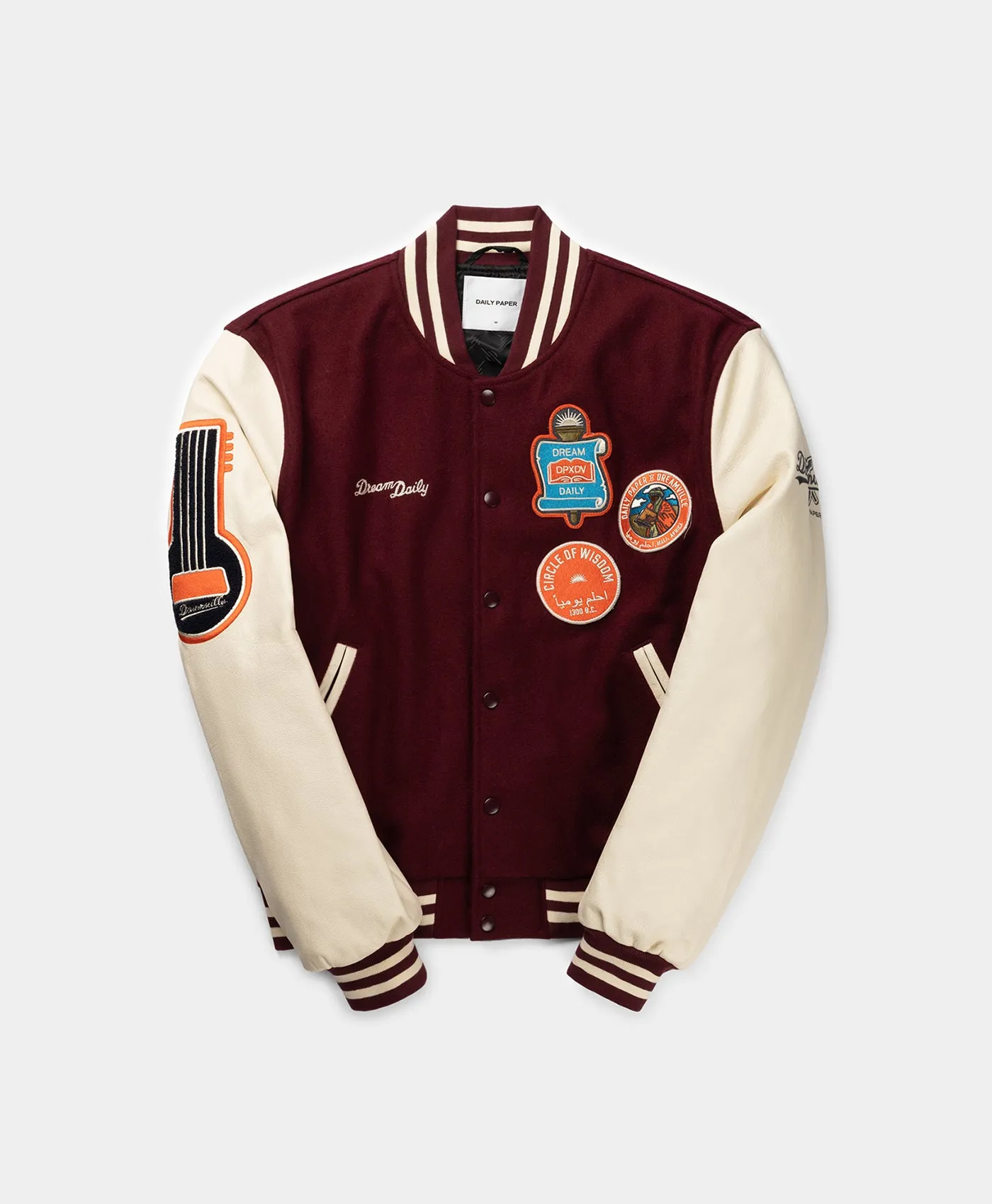 Daily Paper x Dreamville Bordeaux Cream Varsity Jacket