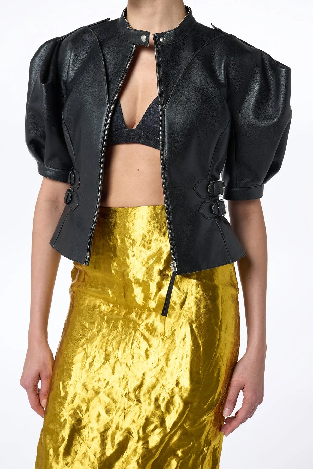 Eleos Moto Jacket in Black Leather