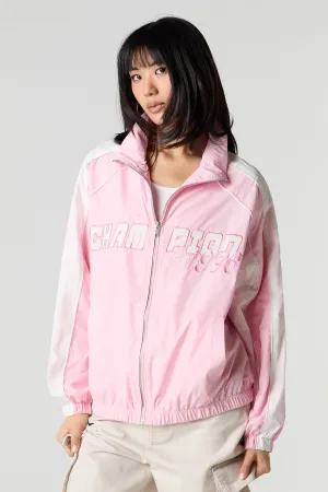 Embroidered Zip-Up Sports Jacket