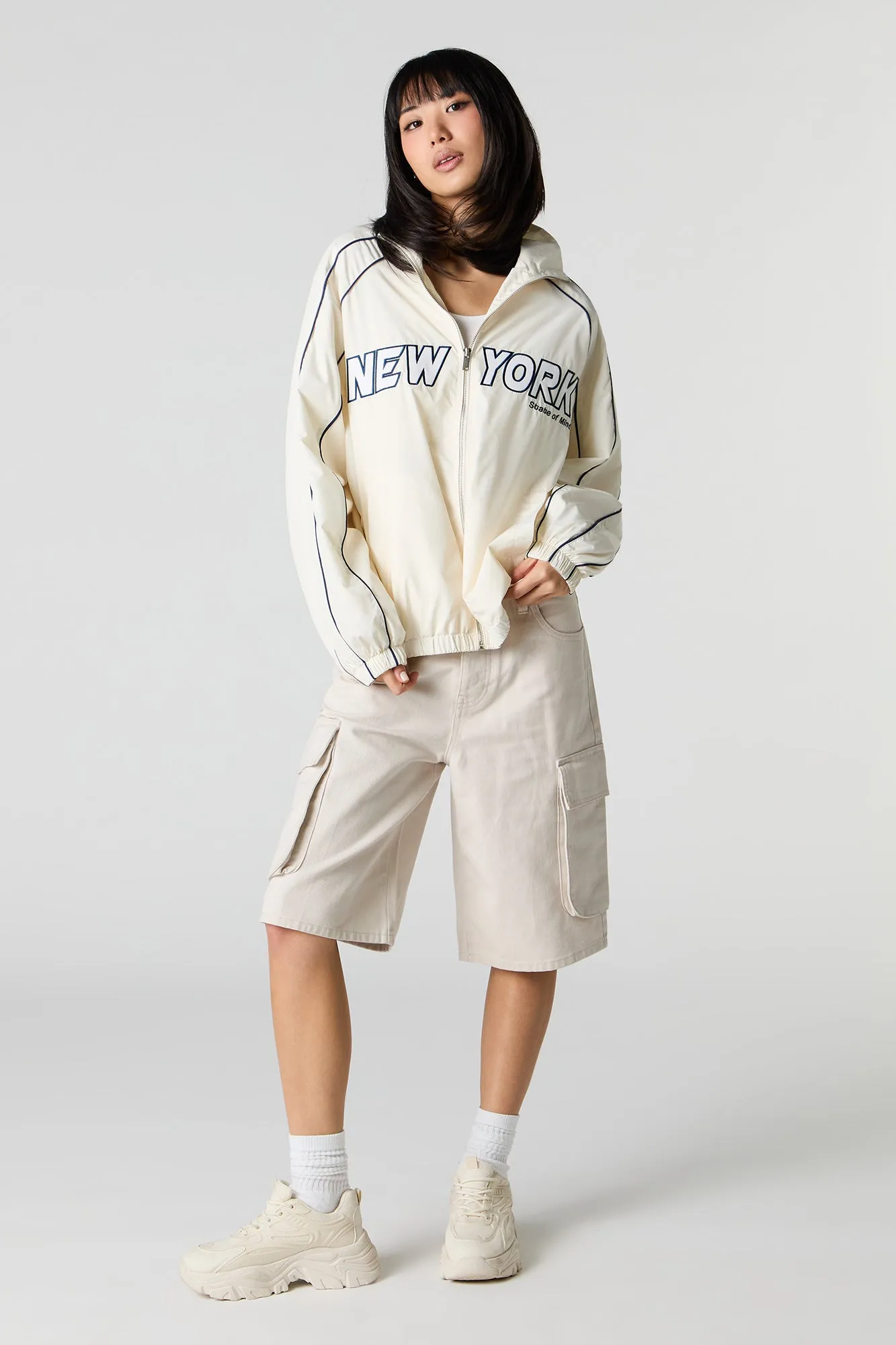 Embroidered Zip-Up Sports Jacket