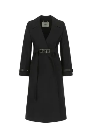 Fendi Logo Plaque Long-Sleeved Coat