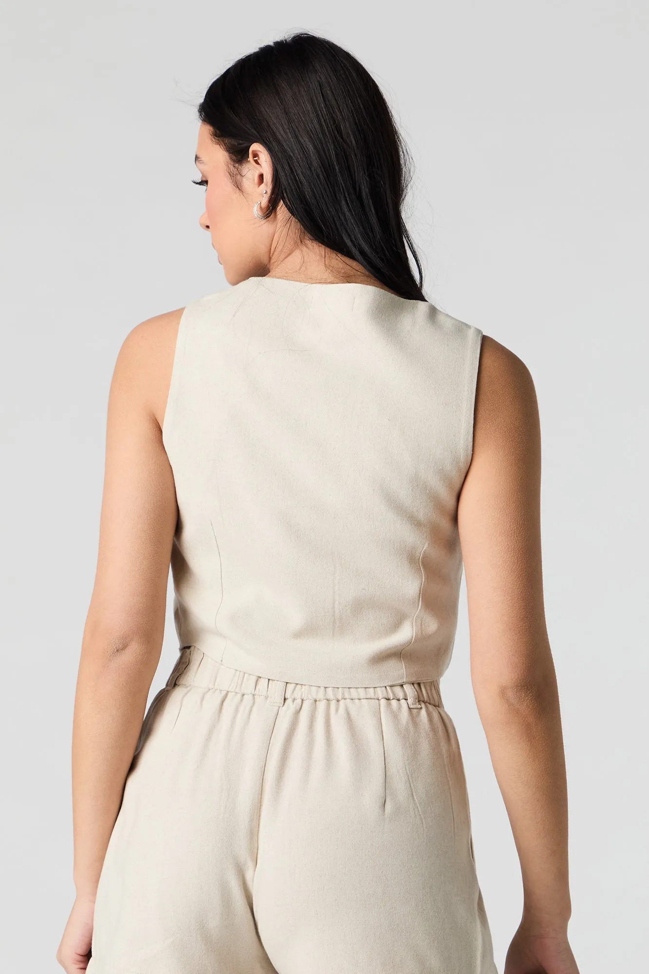 Gilet écourté en mélange de lin