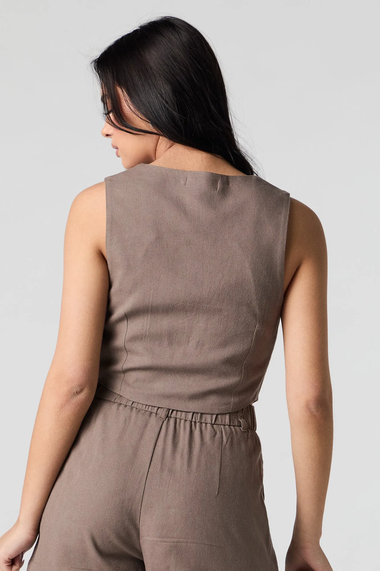 Gilet écourté en mélange de lin