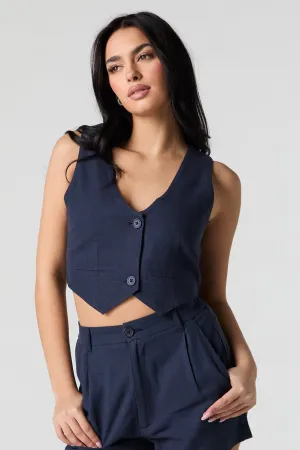 Gilet écourté en mélange de lin