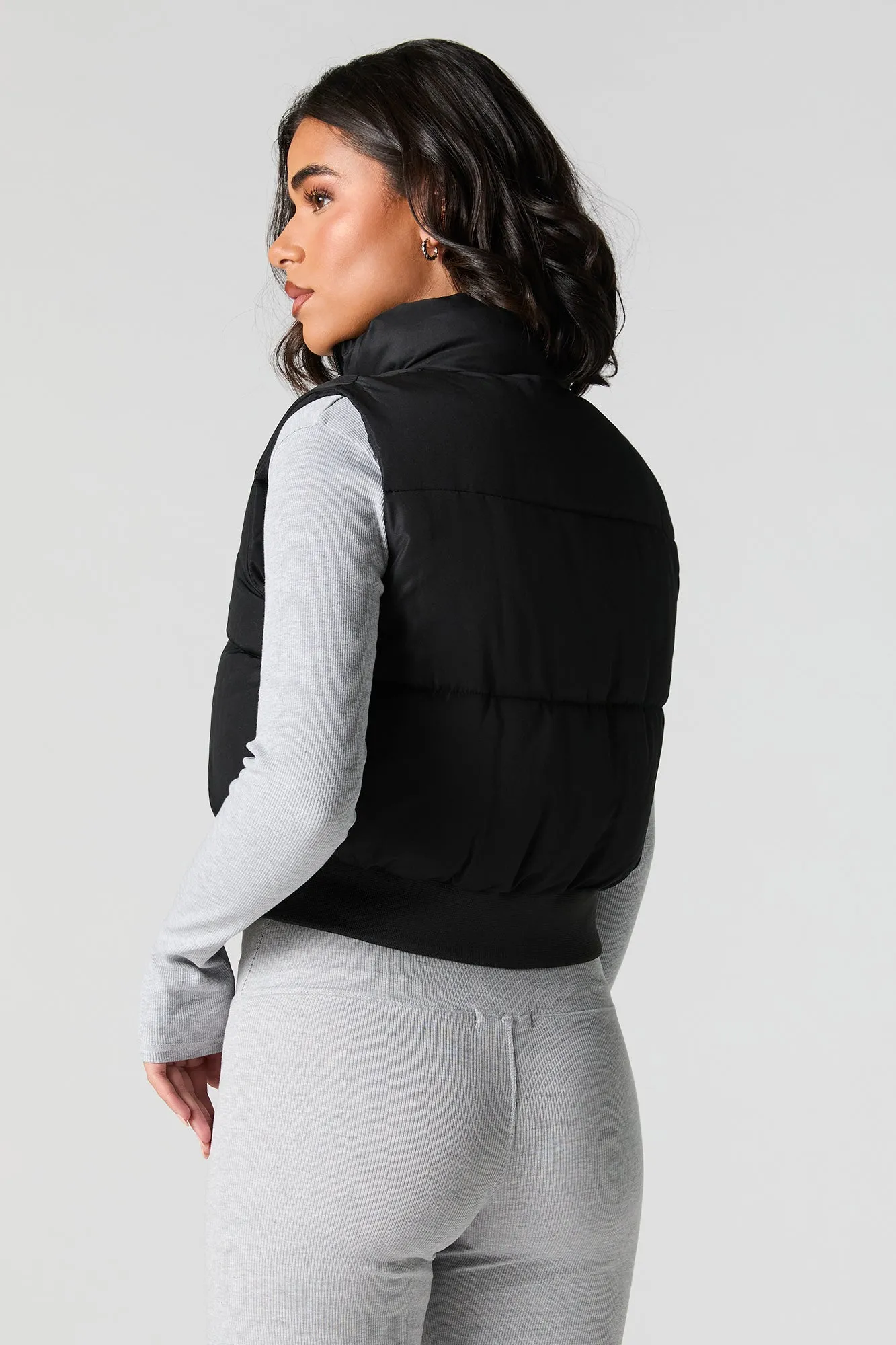 Letter Chenille Embroidered Puffer Vest