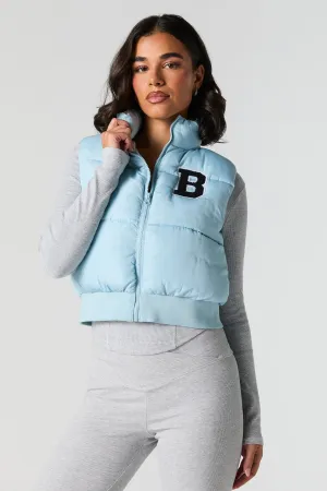 Letter Chenille Embroidered Puffer Vest