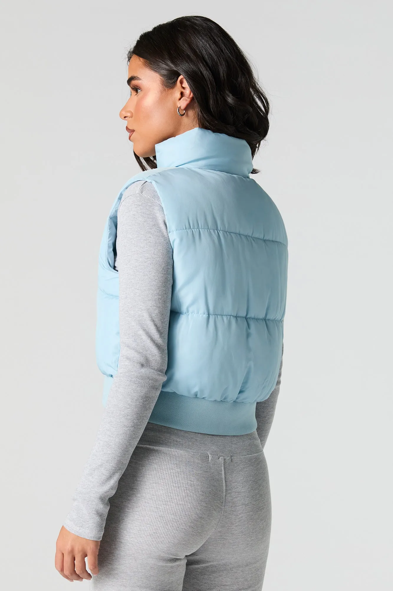 Letter Chenille Embroidered Puffer Vest