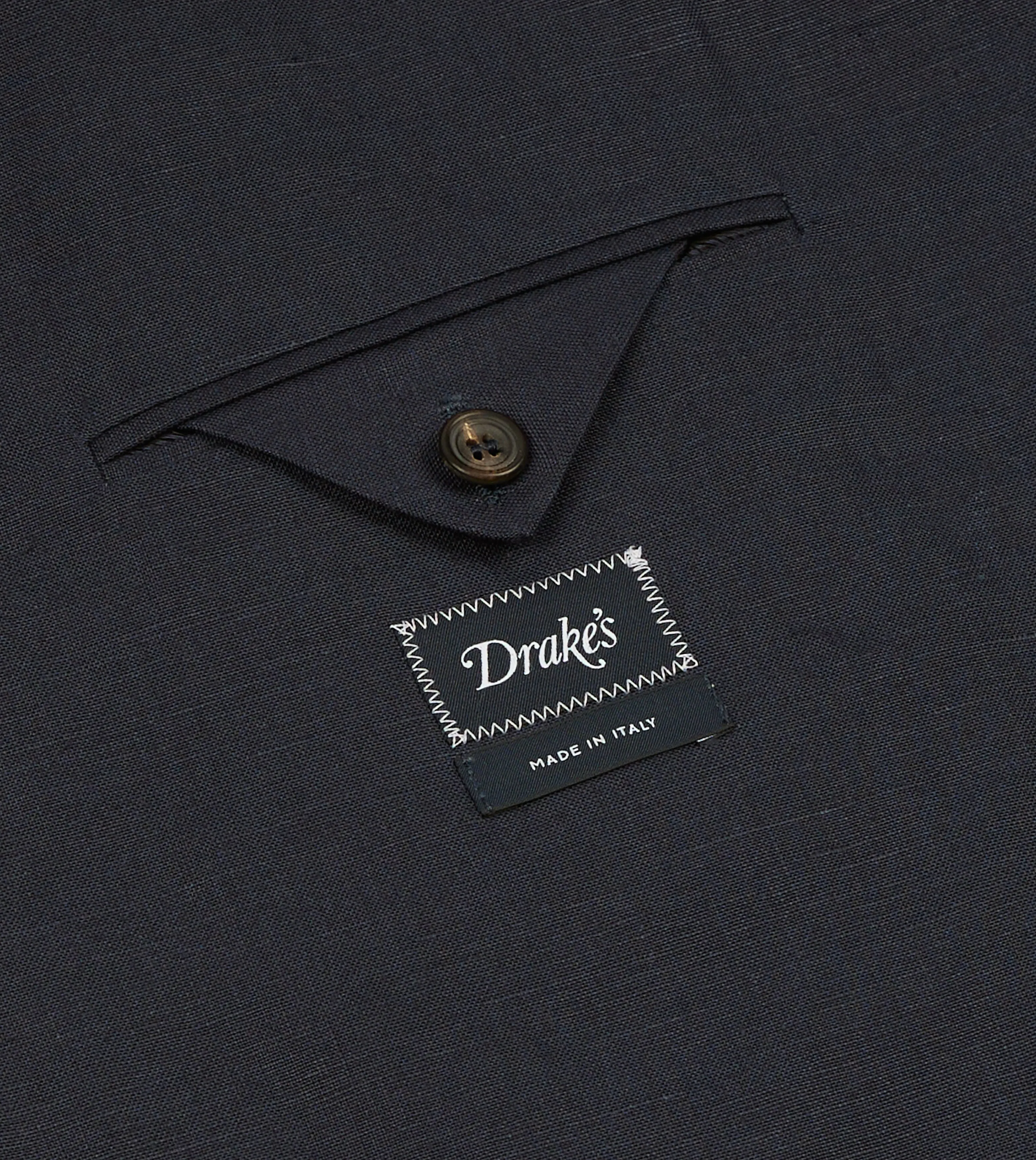 Navy Linen Double-Breasted Tailored Jacket